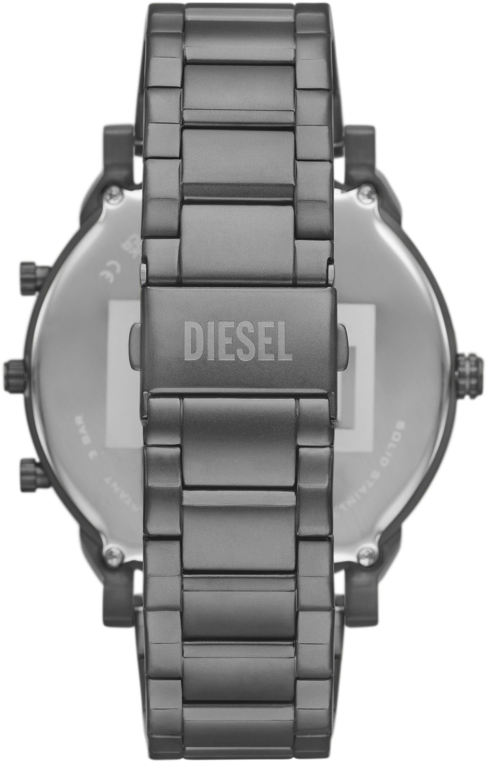 Quarzuhr DIESEL "MR. DADDY SLIM", grau (anthrazit), Armbanduhren, Damen, Quarzuhr, Armbanduhr, Herrenuhr, Edelstahlarmband, analog, Datum 3