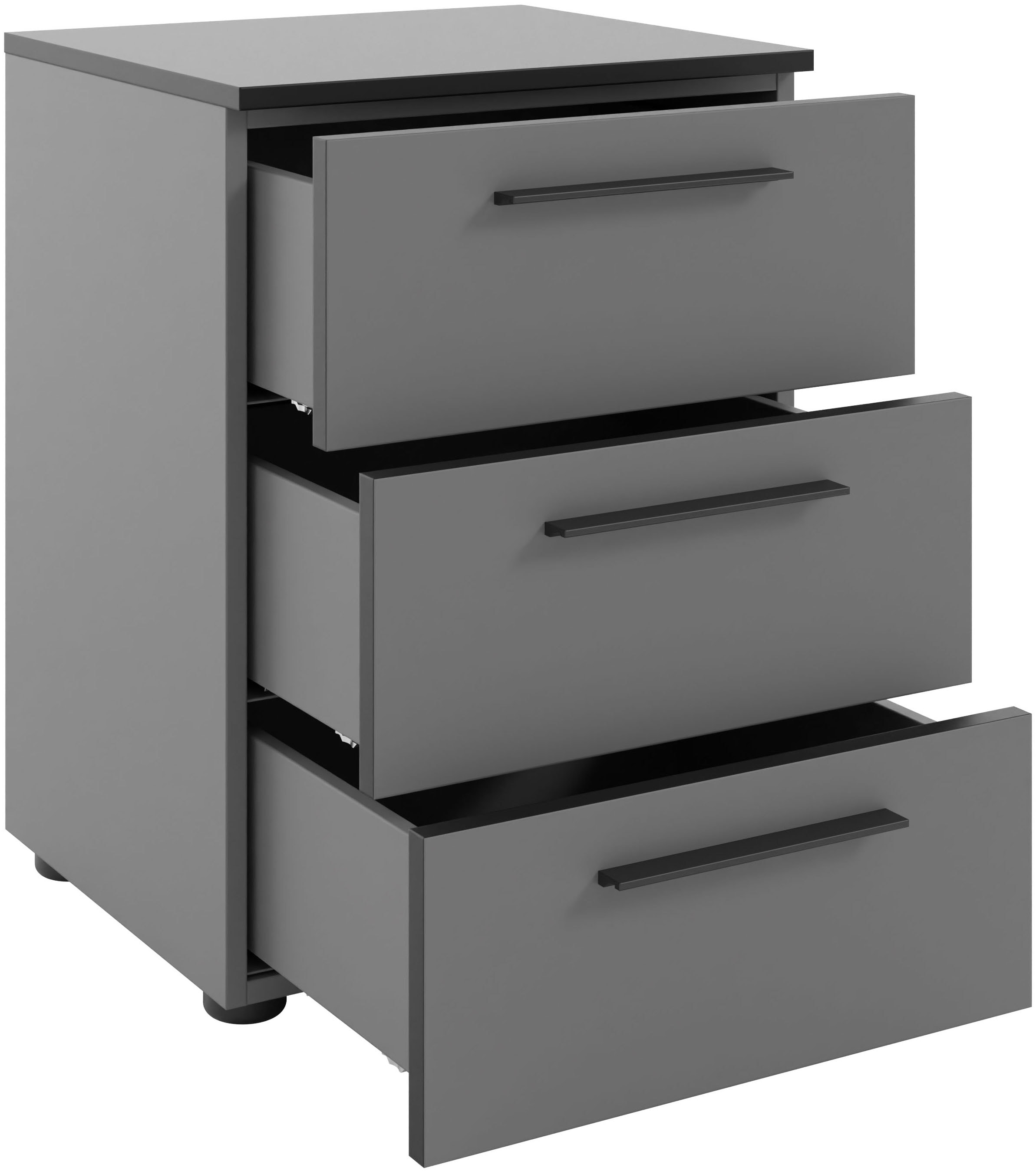 Manjana Möbel Nachtkommode »mit Schwarz matten Metallgriffen«