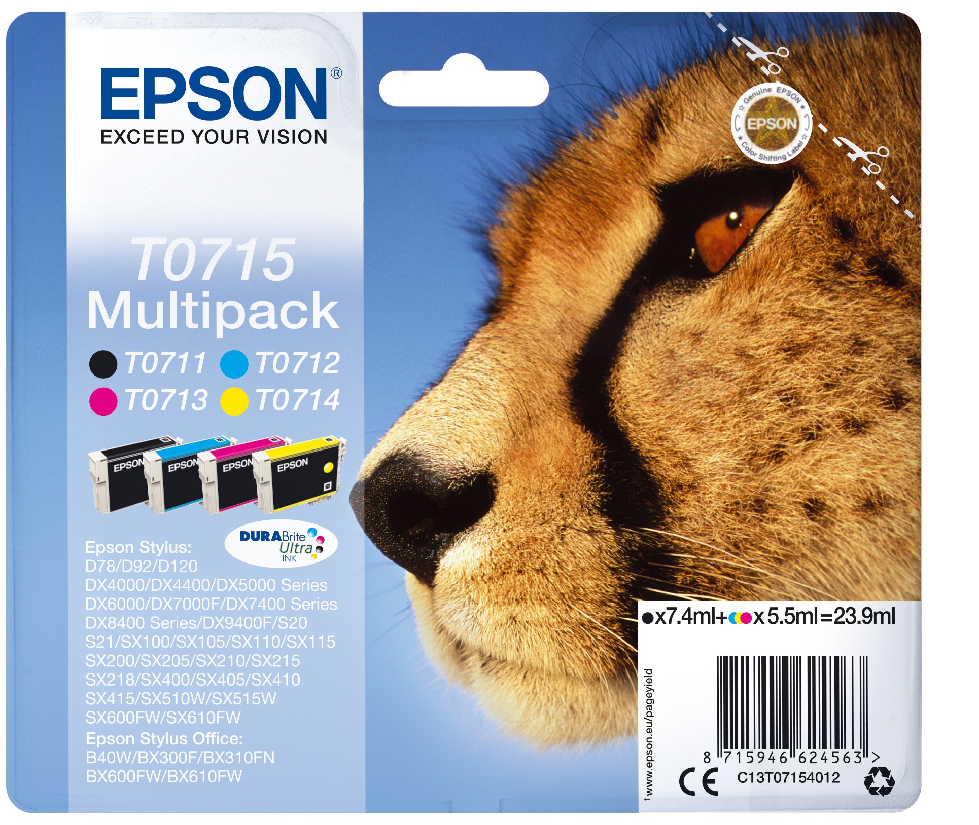 Epson Tintenpatrone »Epson Multipack 4 Farben T0715«