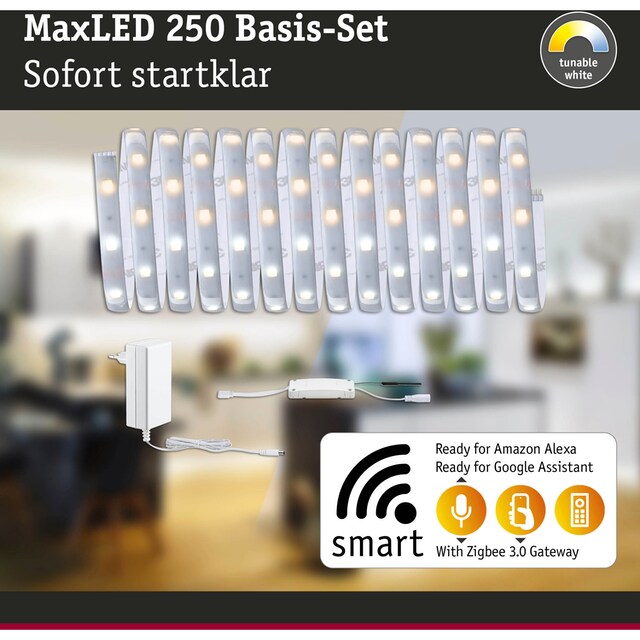 Black Friday Paulmann LED-Streifen »MaxLED 250 Basisset Smart Home Zigbee  IP44 18W 135«, 1 St.-flammig, 5m, Tunable White, beschichtet | BAUR
