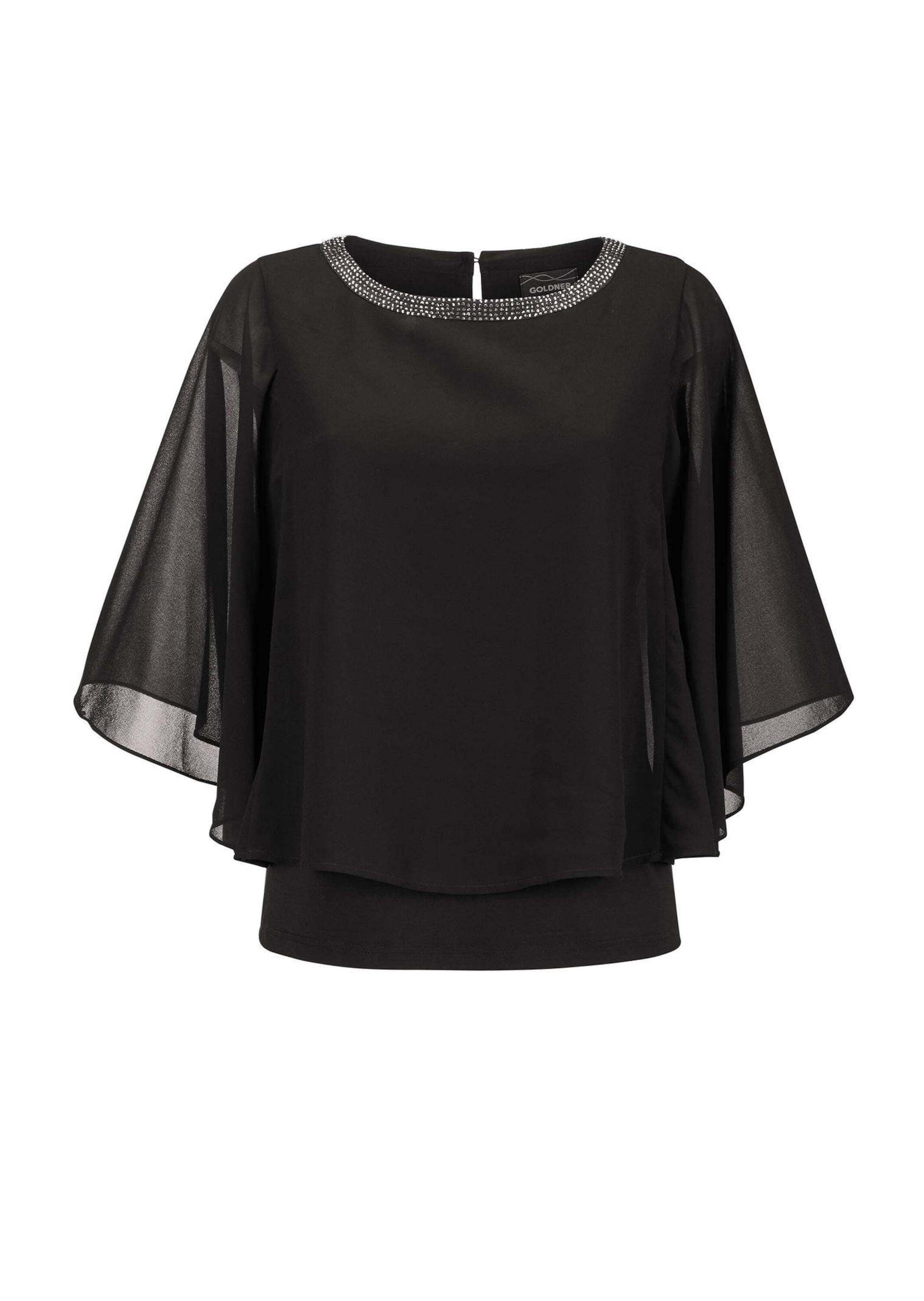 GOLDNER Kurzarmbluse "Kurzgröße Edle Chiffonbluse, U-Boot-Ausschnitt" Glitz günstig online kaufen