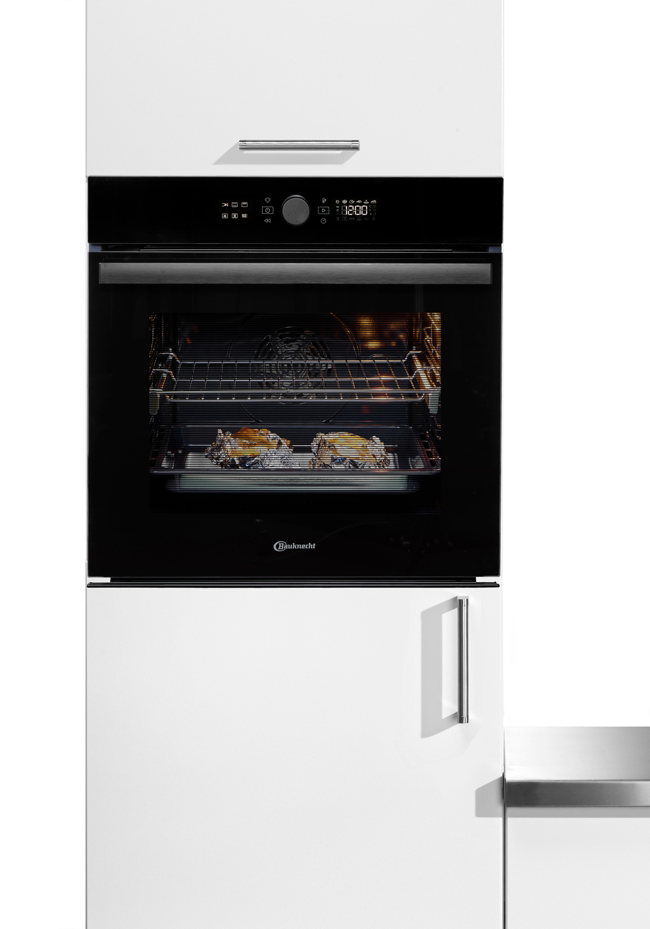 BAUKNECHT Pyrolyse Backofen  »BBI4S8PM1SK«, mit 1-fach-Teleskopauszug, Pyrolyse-Selbstreinigung, AirFry-Funktion, Pizzafunktion, 1-fach-Teleskopauszug, Gentle Steam