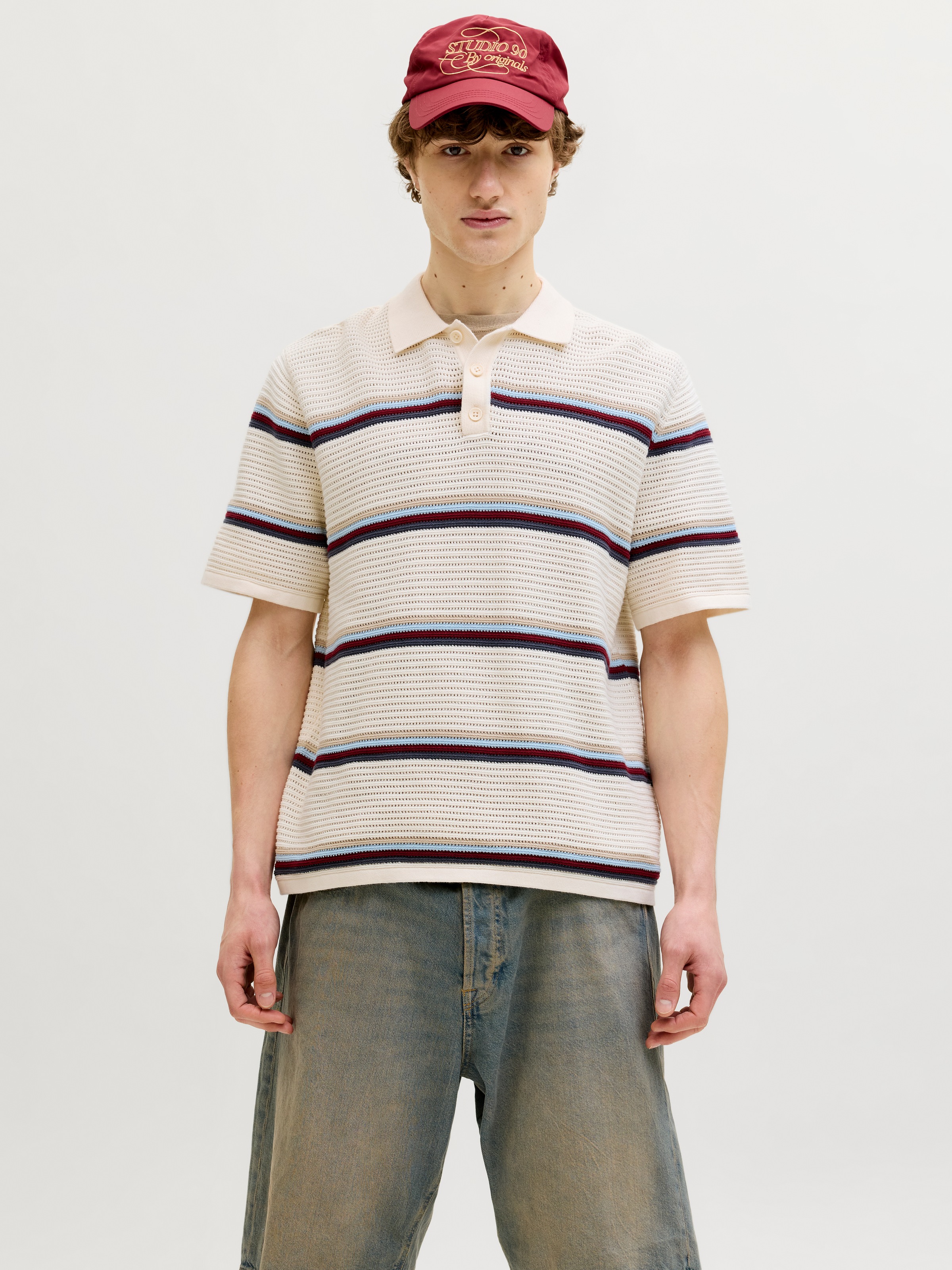 Jack & Jones Polokragenpullover "JORMAINE KNIT STRIPE POLO SN" Baumwolle, r günstig online kaufen