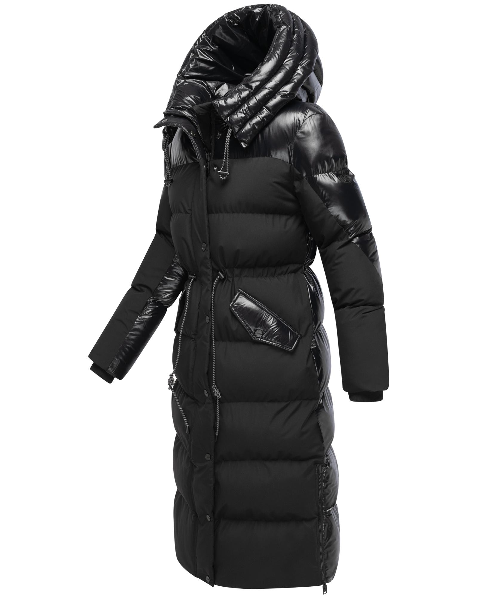 Navahoo Steppmantel »Knusperherz 14«, Langer gesteppter Damen Wintermantel mit Materialmix