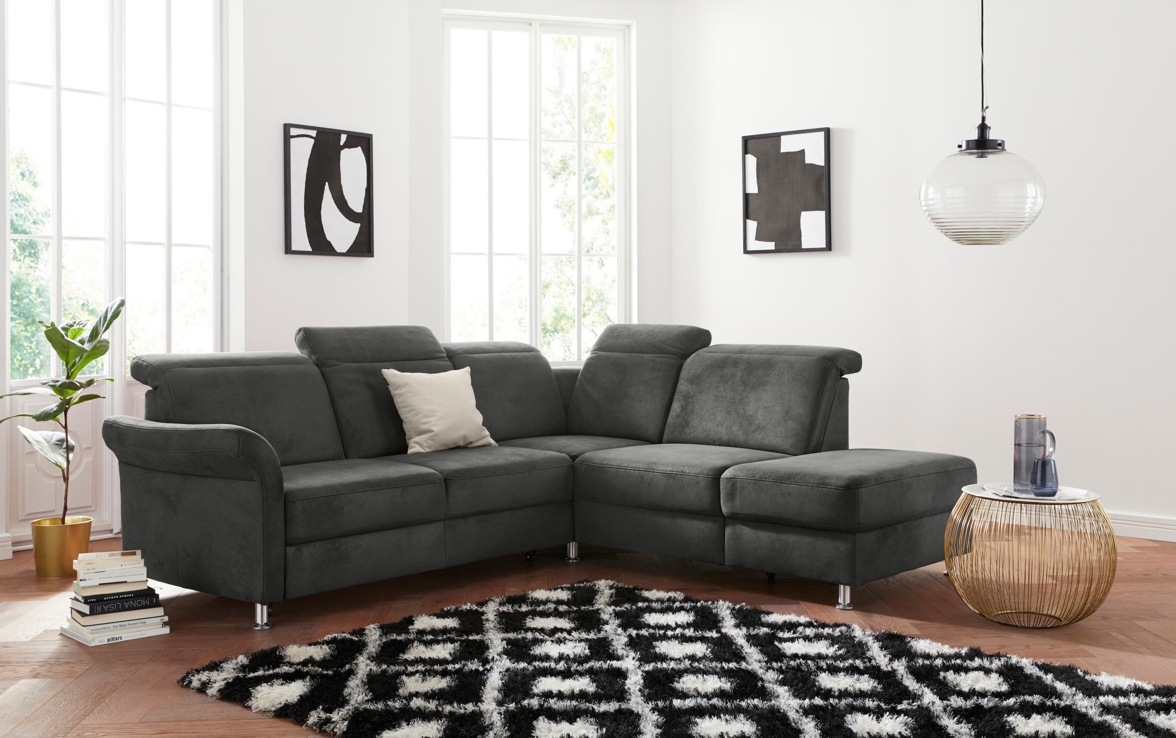 sit&more Ecksofa "Darwin L-Form" inklusive Federkern, wahlweise mit Kopfteilverstellung, Schlaffunktion