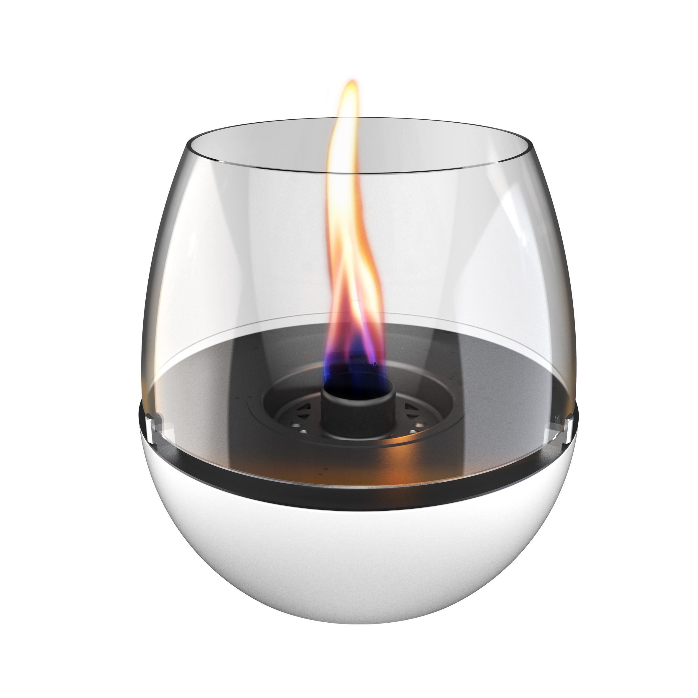 TENDERFLAME Tischfeuer "Tulpe", weiß, B/H/T: 18cm x 17,5cm, Dekokamine, 3-fach Docht, Porzellansockel und Glasring