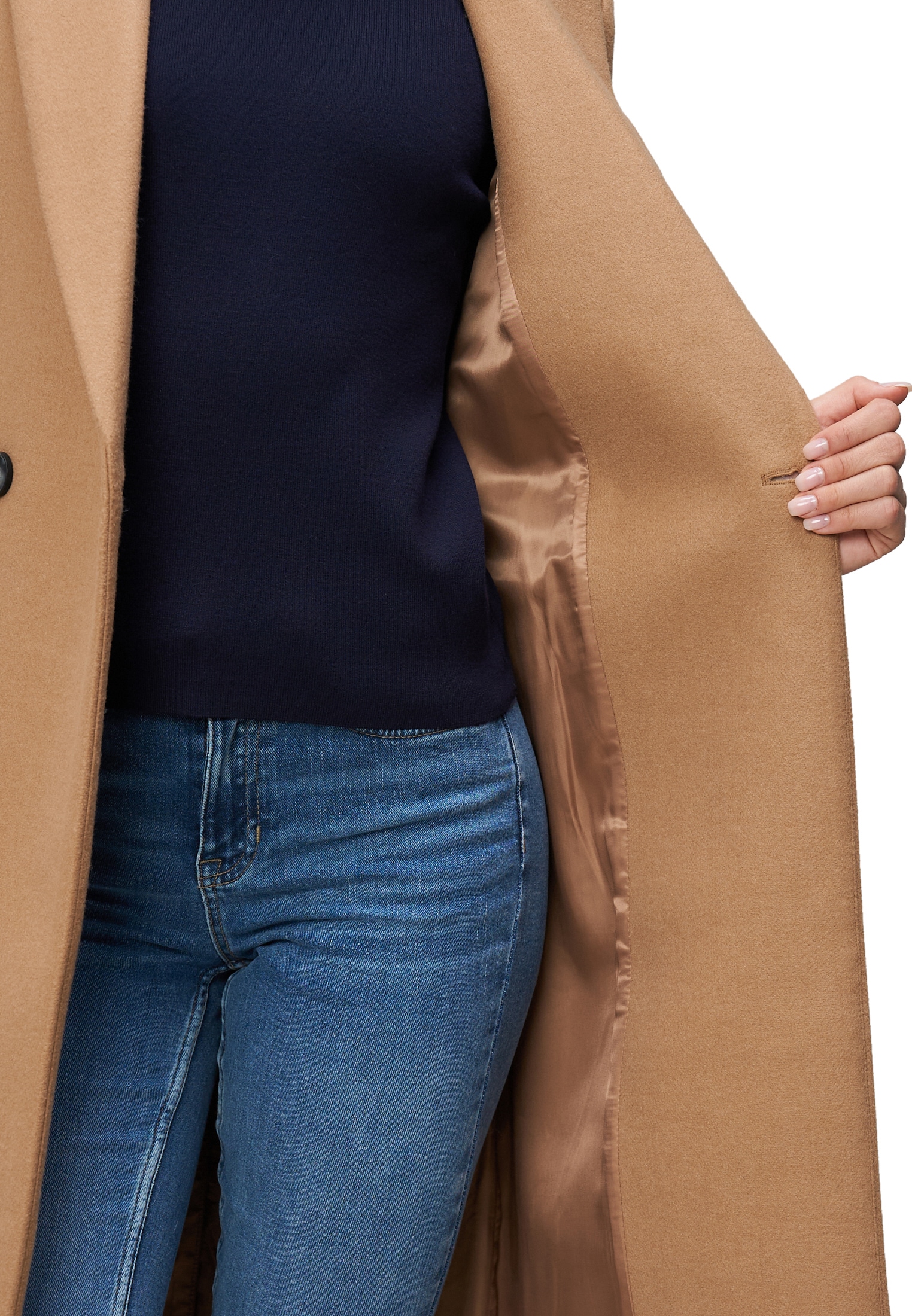 Zero Wintermantel »zero Damen Mantel Wolloptik mit Bindegürtel«