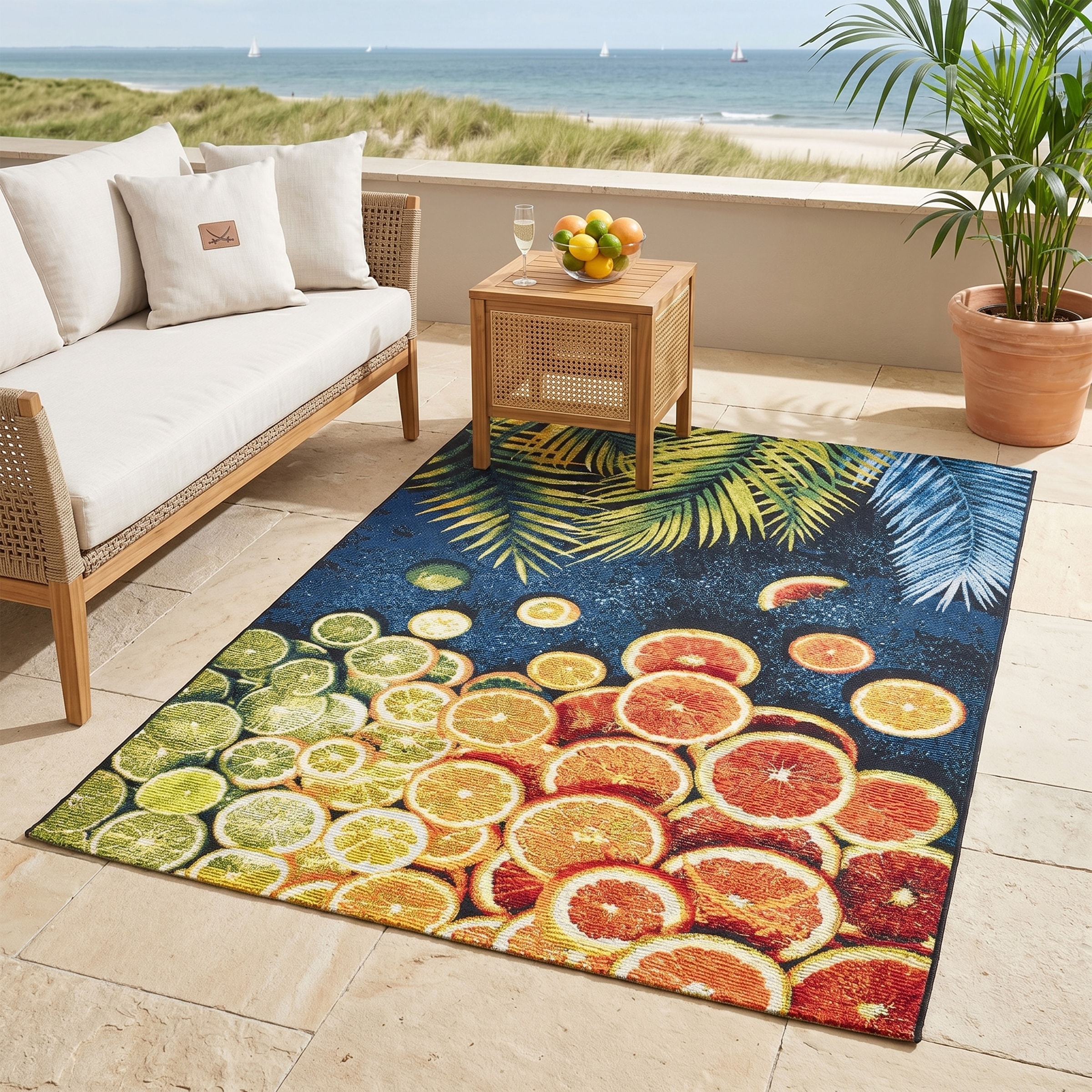 Sansibar Teppich "Rantum Beach 004" rechteckig 5 mm Höhe Flachgewebe, modernes Sommer Design, In- und Outdoor geeignet