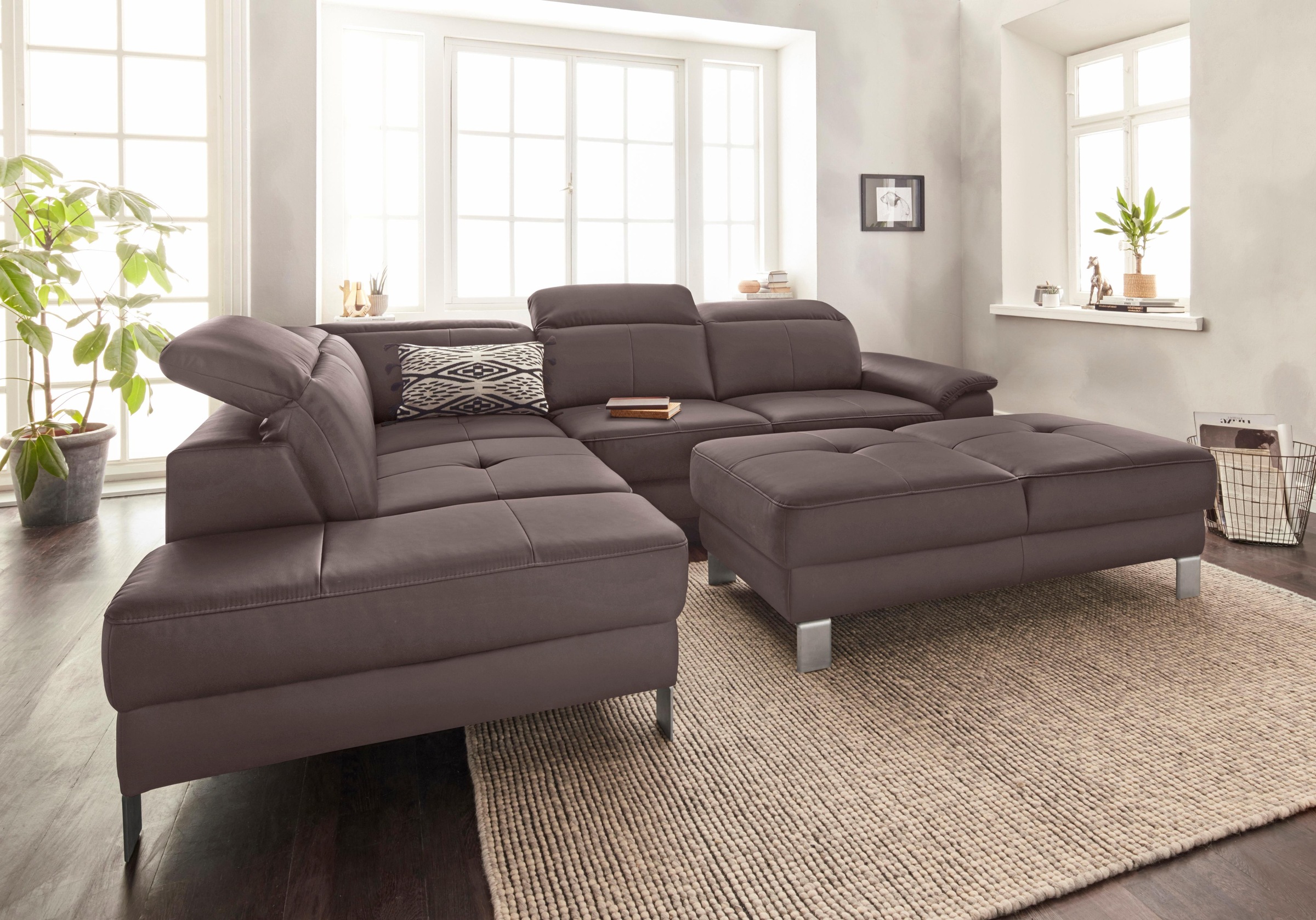 exxpo - sofa fashion Ecksofa »Mantua, L-Form«, mit Kopf- bzw. Rückenverstellung, Bettfunktion u. Bettkasten