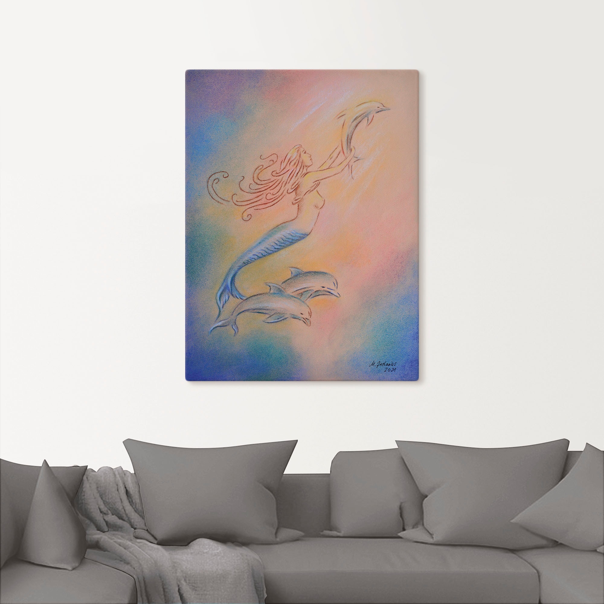 Artland Leinwandbild »Delphine Engel«, klassische Fantasie, (1 St.), auf Keilrahmen gespannt