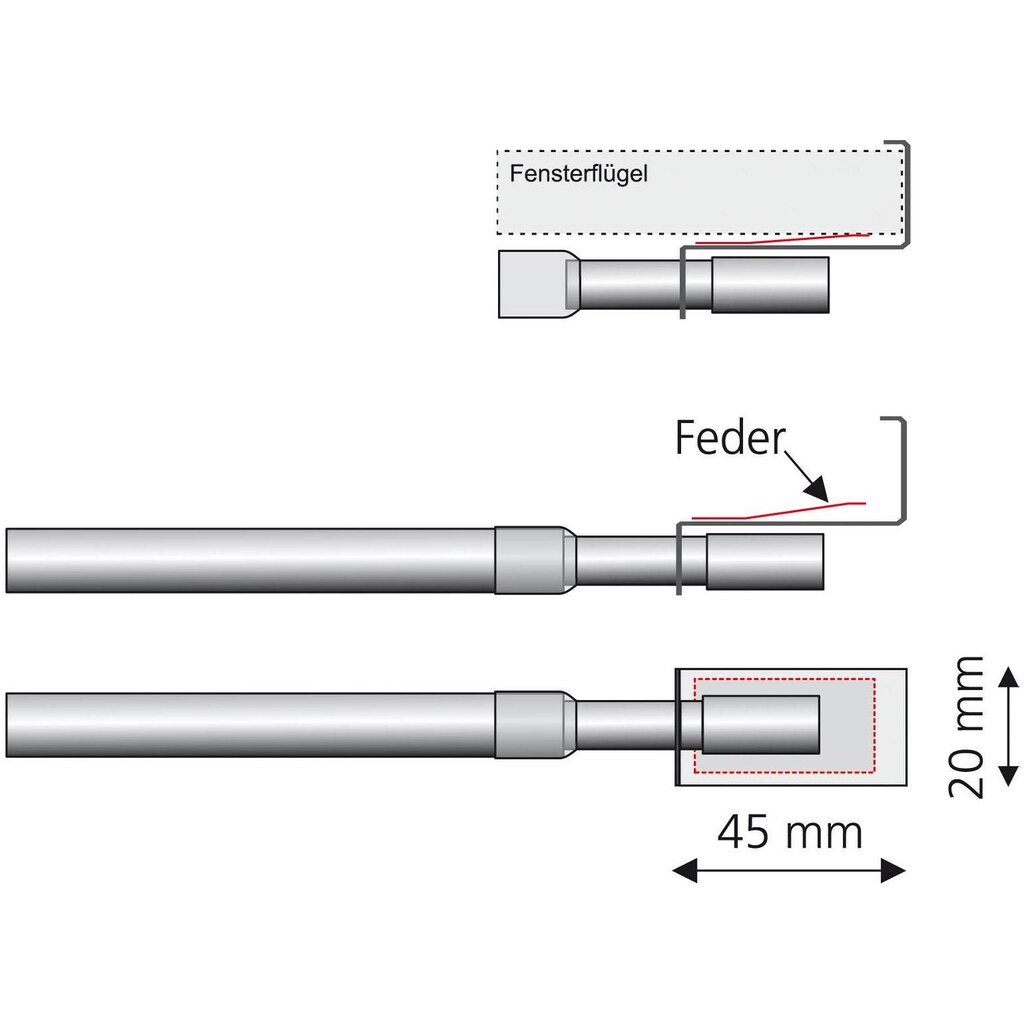 Liedeco Scheibenstange »Easy-Fix«, 1 läufig-läufig, ausziehbar