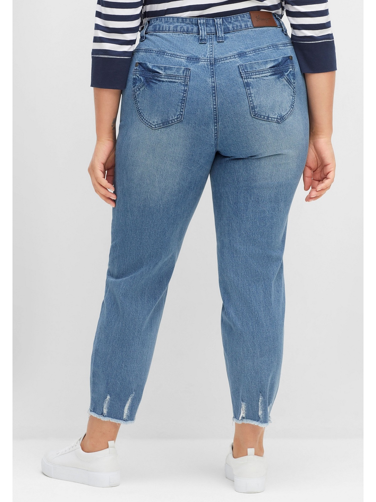 »Große mit | Stretch-Jeans modischen Größen«, Sheego Länge, in BAUR Effekten bestellen knöchelfreier