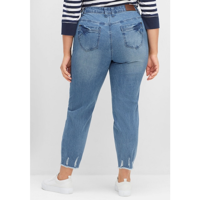 Sheego Stretch-Jeans »Große Größen«, in knöchelfreier Länge, mit modischen  Effekten bestellen | BAUR