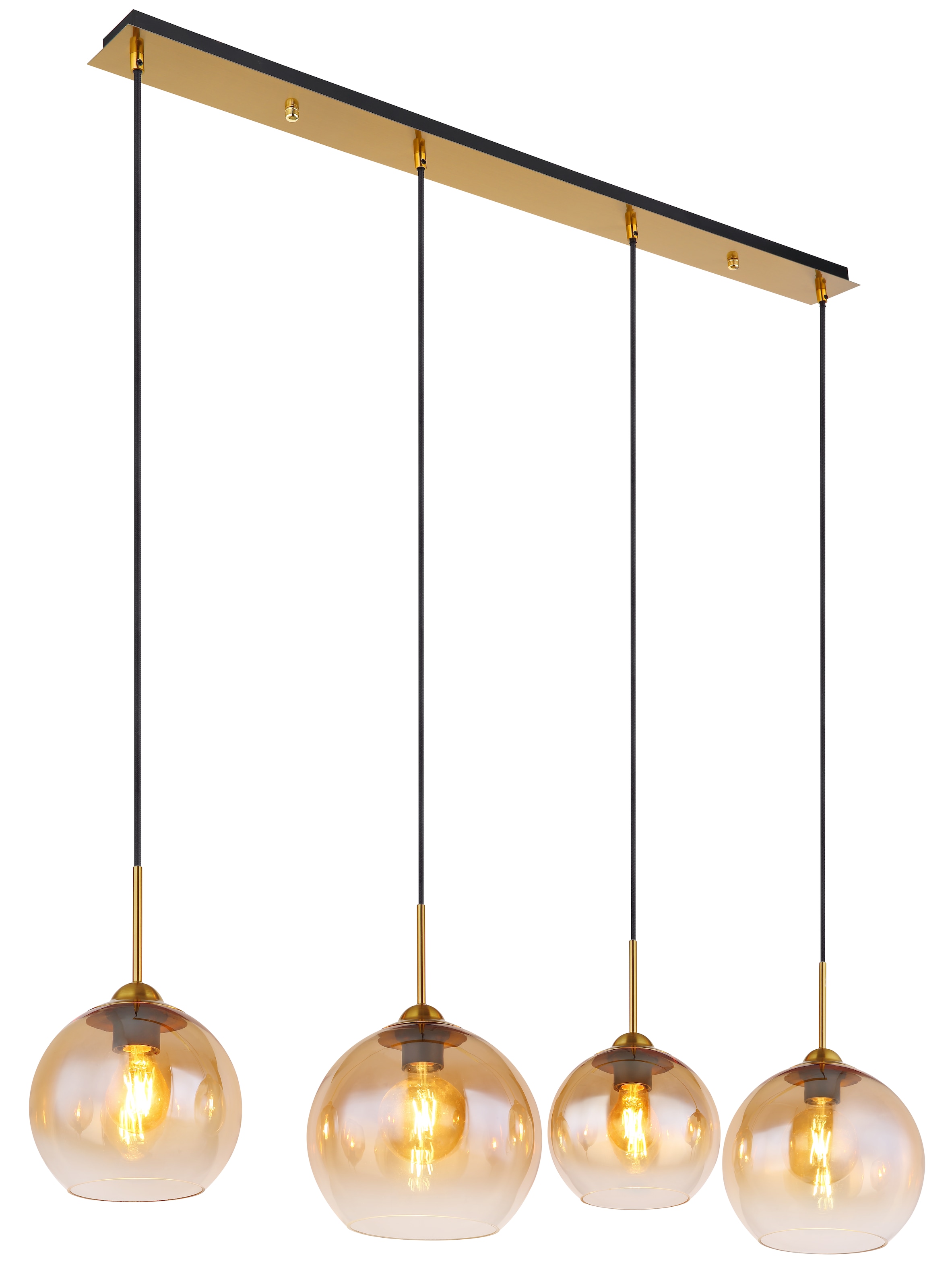 GLOBO LIGHTING Hängeleuchte »JAMESSA« E27 1 Stk. Wohnzimmerleuchte Messing matt, Amberglas, kürzbar