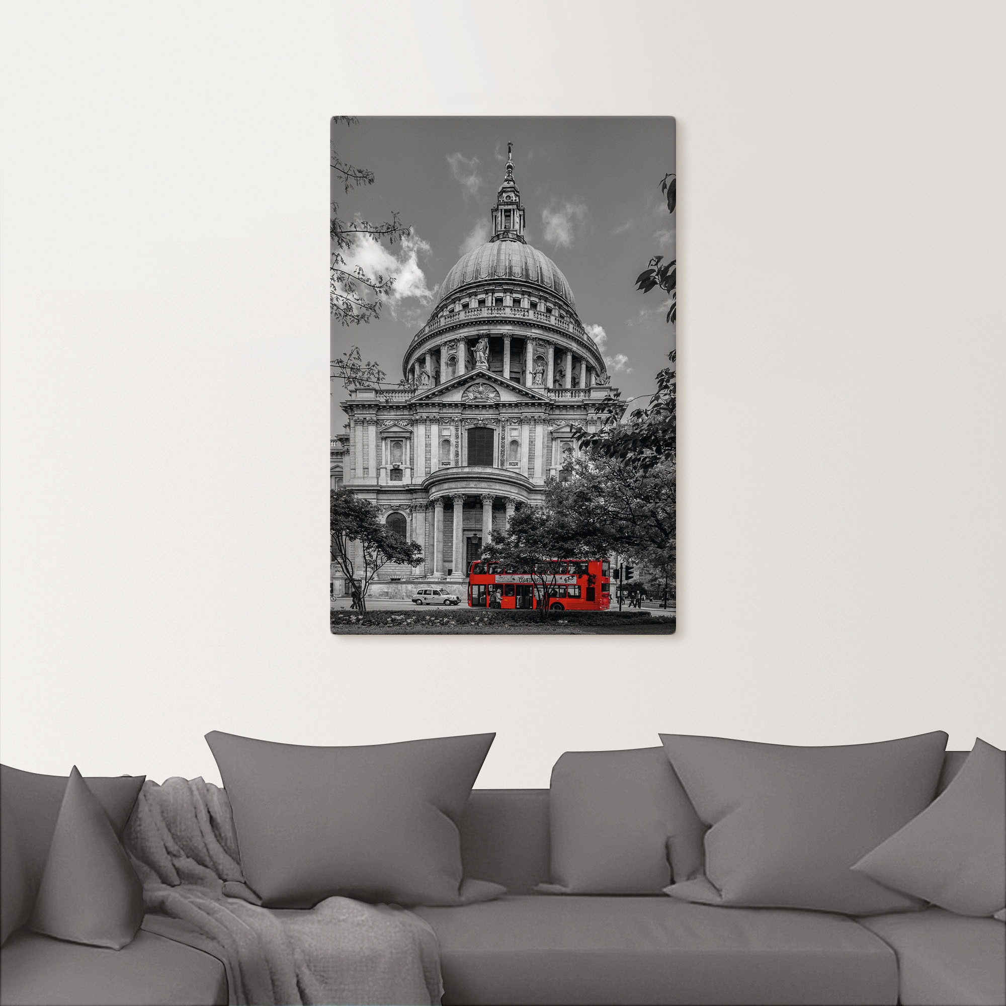 Artland Leinwandbild »London St. Paul’s Cathedral & Roter Bus«, London, (1 St.), auf Keilrahmen gespannt