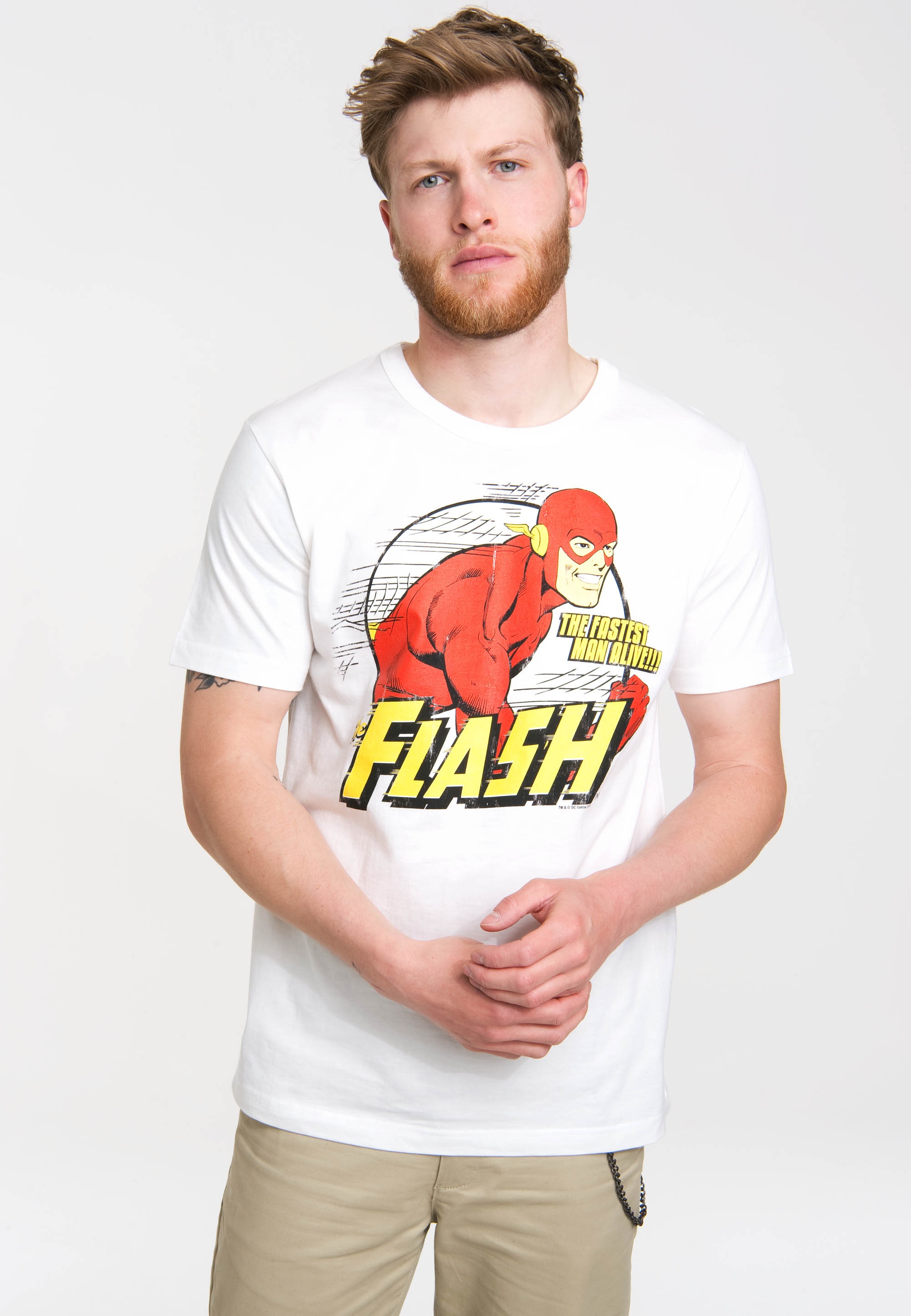 LOGOSHIRT T-Shirt Frontprint BAUR »Der Blitz«, coolem Rote | ▷ mit kaufen