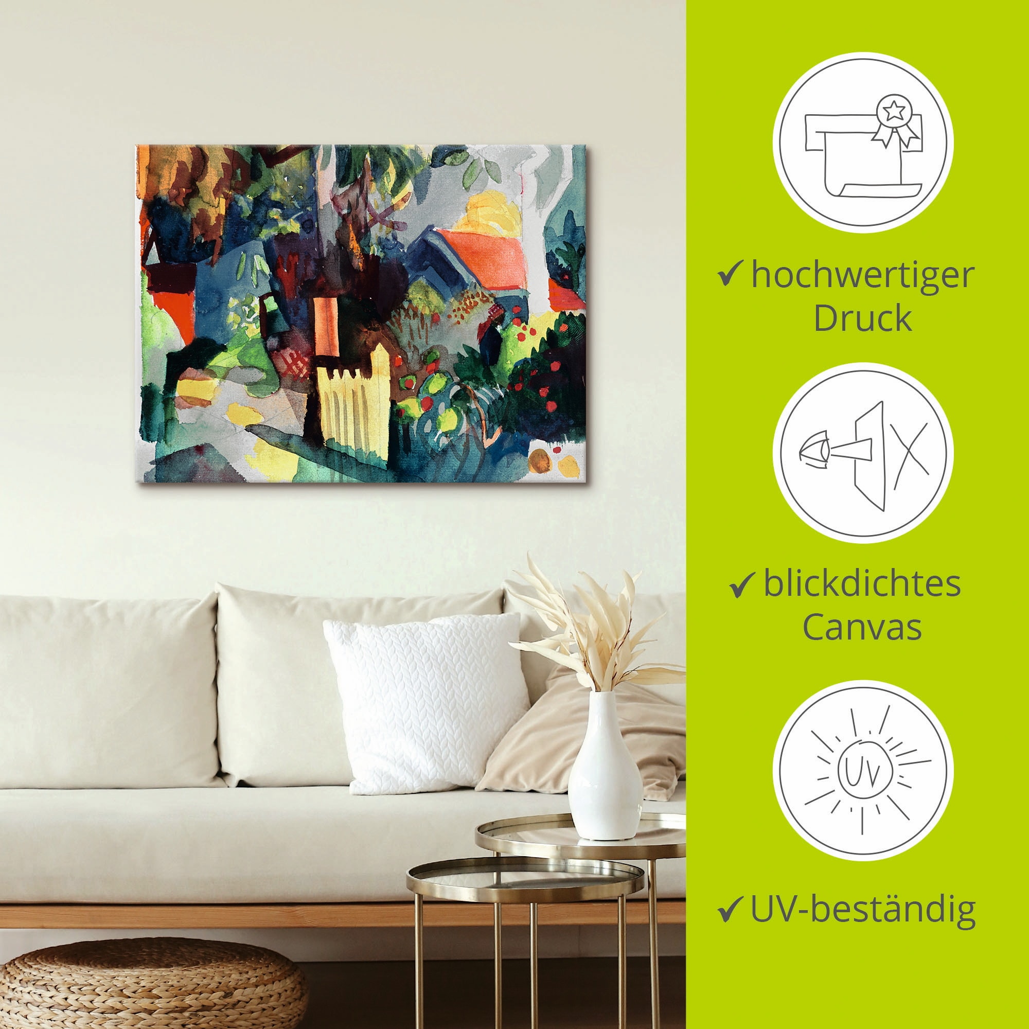 Artland Leinwandbild »Landschaft mit hellem Baum«, Garten, (1 St.), auf Keilrahmen gespannt