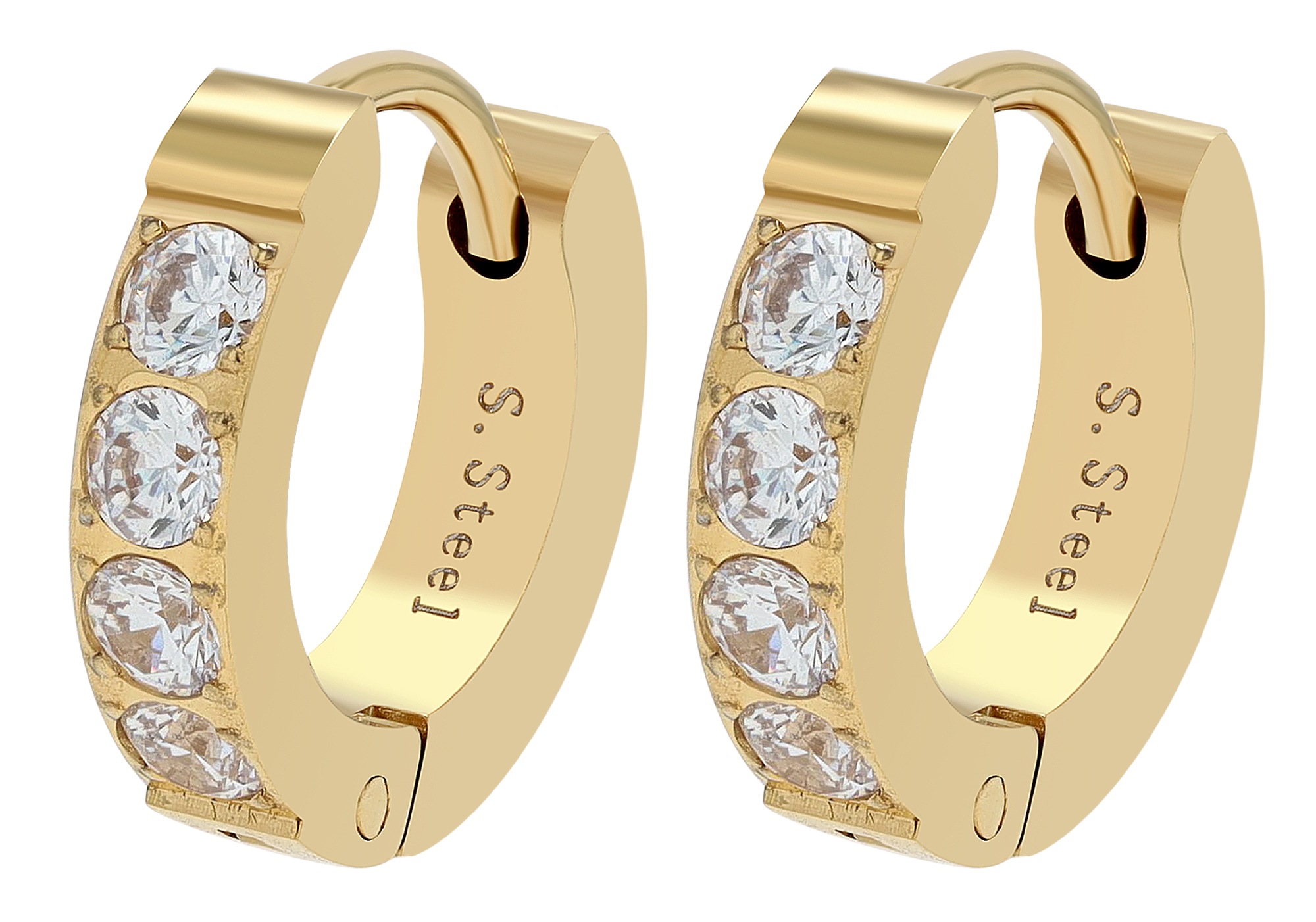 Adelia´s Klappcreolen »Damen Ohrringe – Klappcreole aus Edelstahl mit Strass Steinchen« Perfekt als Geschenk zum Muttertag