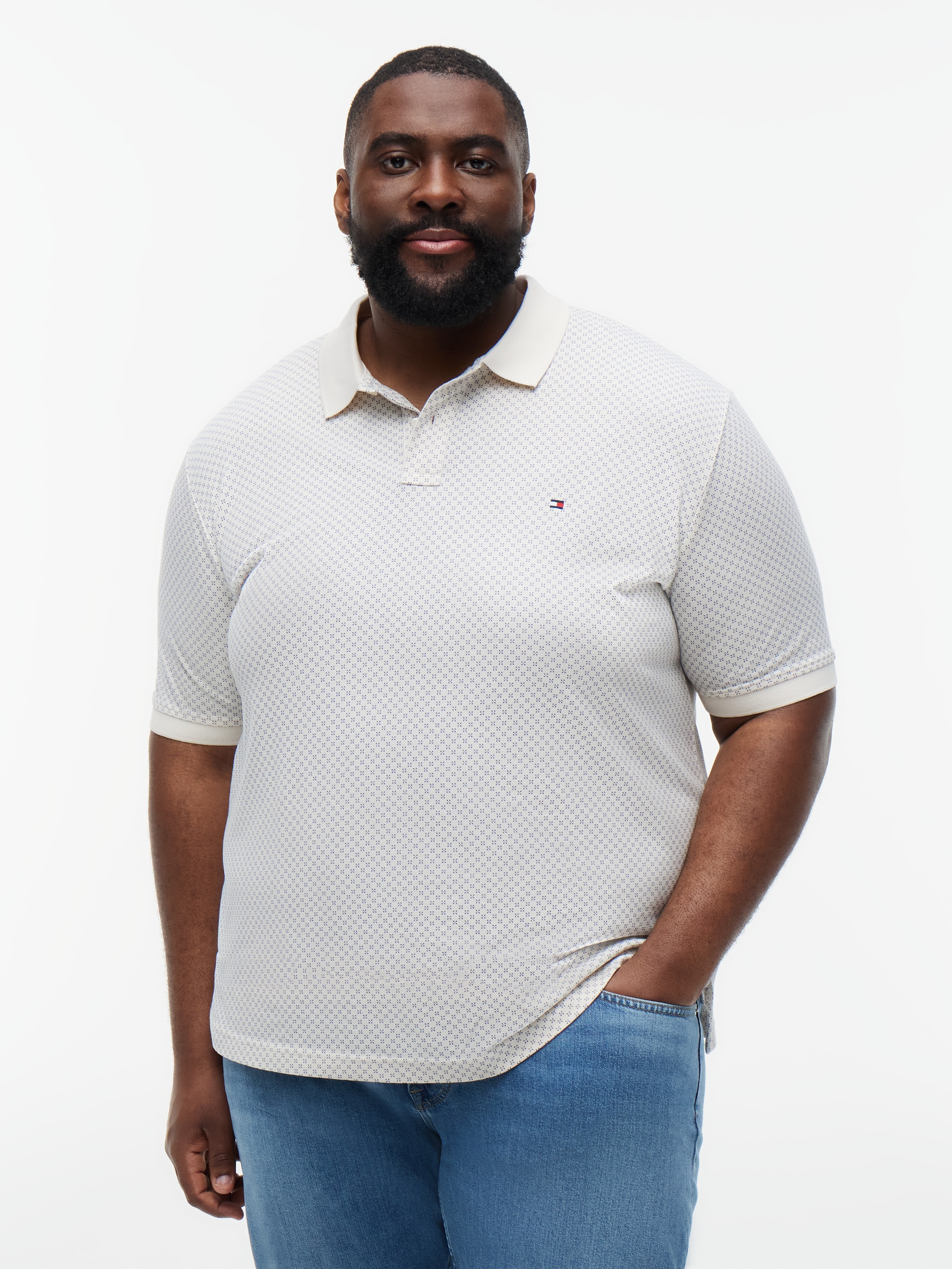 Tommy Hilfiger Big & Tall Poloshirt "BT-MICROPRINT PIQUE REGULAR" mit geometrischem Muster, Große Größen