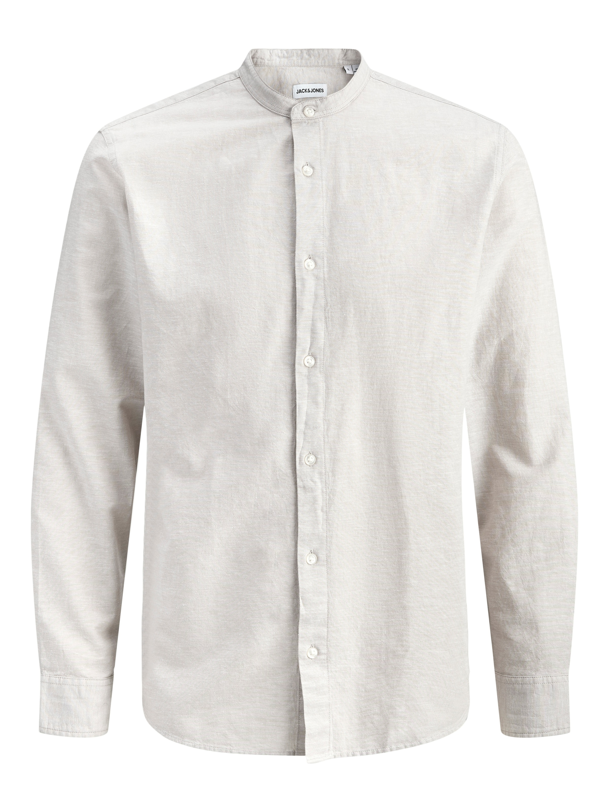 Jack & Jones PlusSize Langarmhemd »JJEBREEZE LINEN BLEND BAND SHIRT L PLS« mit Stehkragen
