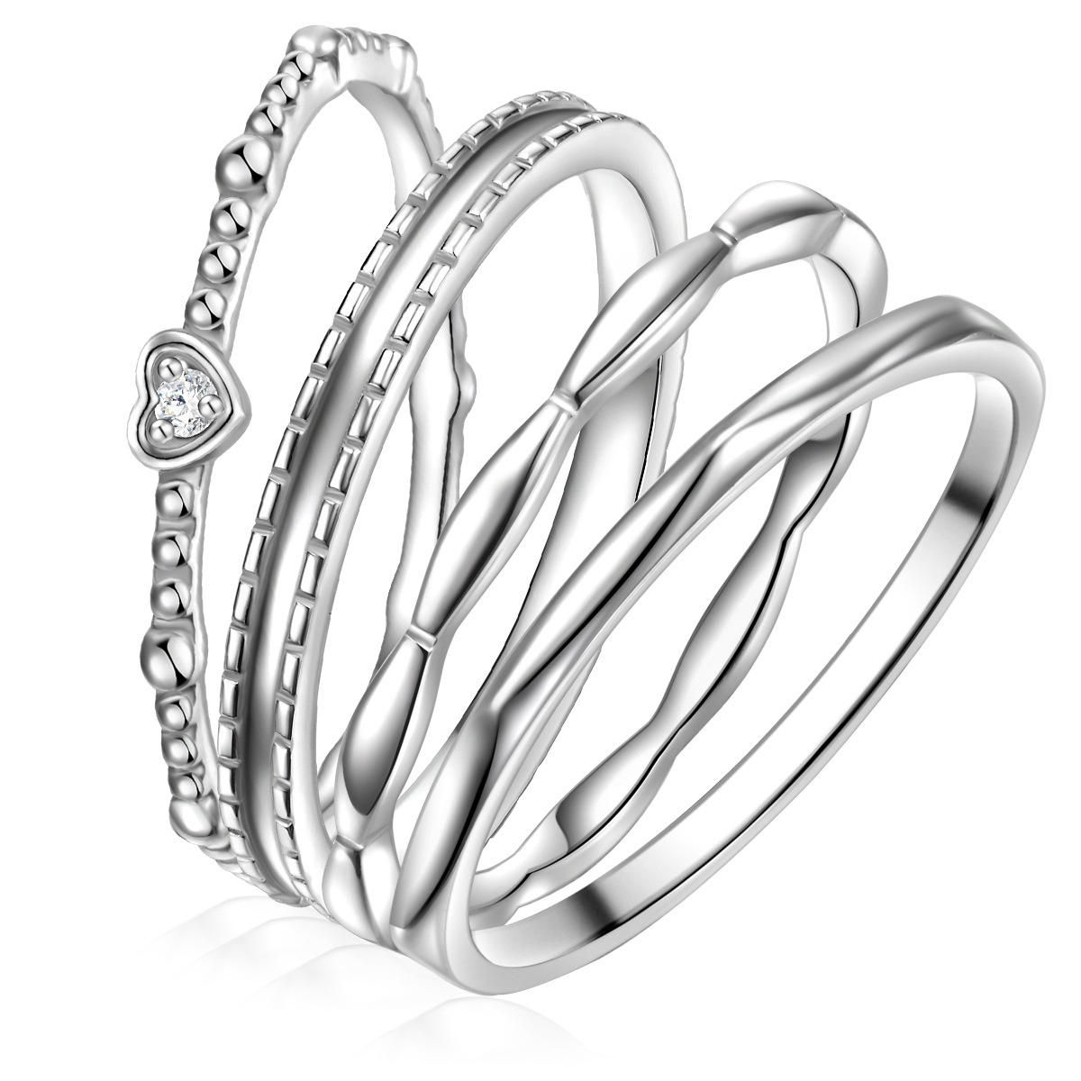 GLANZSTÜCKE MÜNCHEN AV251 Sterling Silver Ring Set Silver Size 60 2