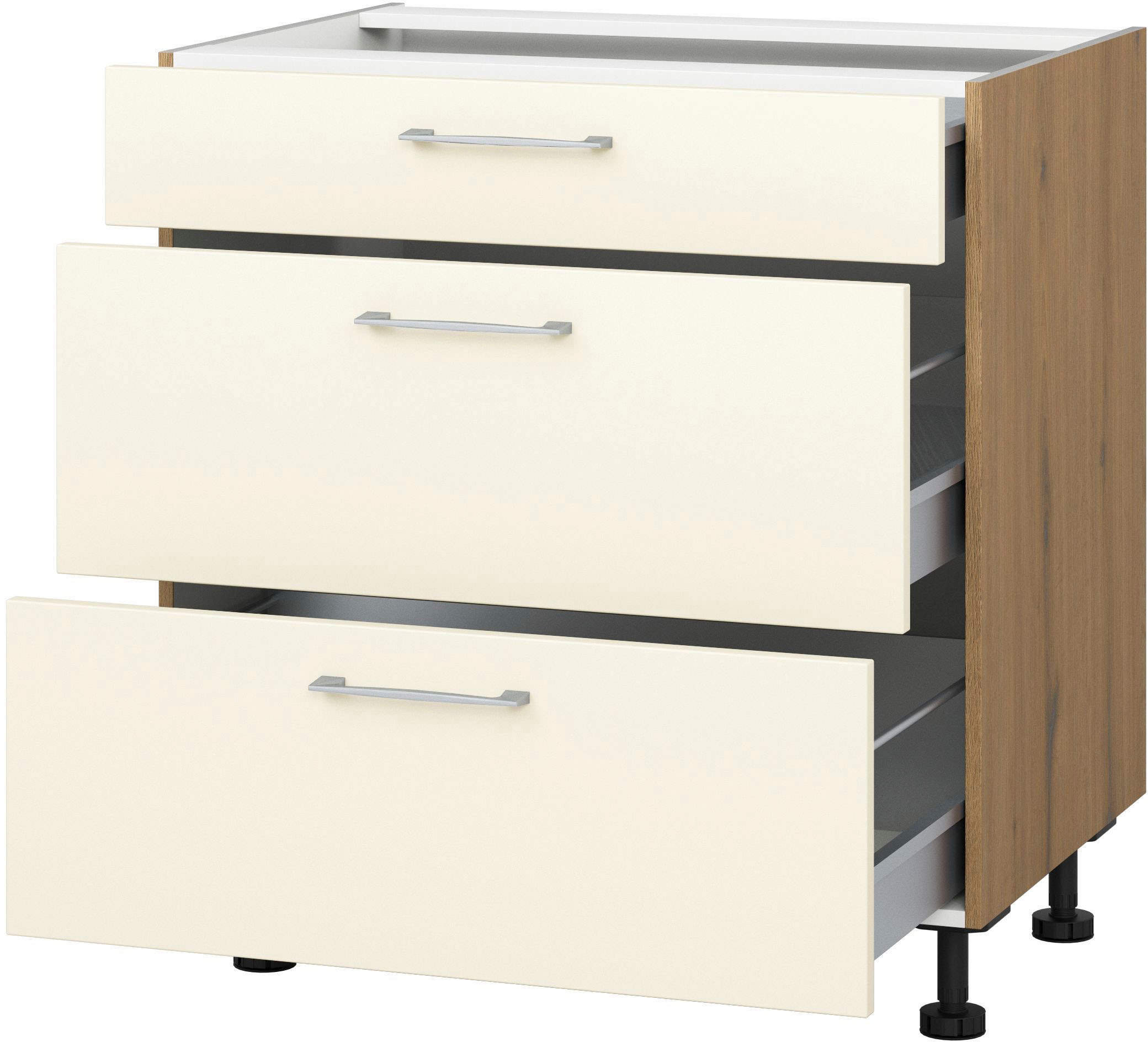 KOCHSTATION Auszugsunterschrank "KS-Trea U2AS80", mit drei Auszügen, Breite 80 cm, Höhe 75 cm