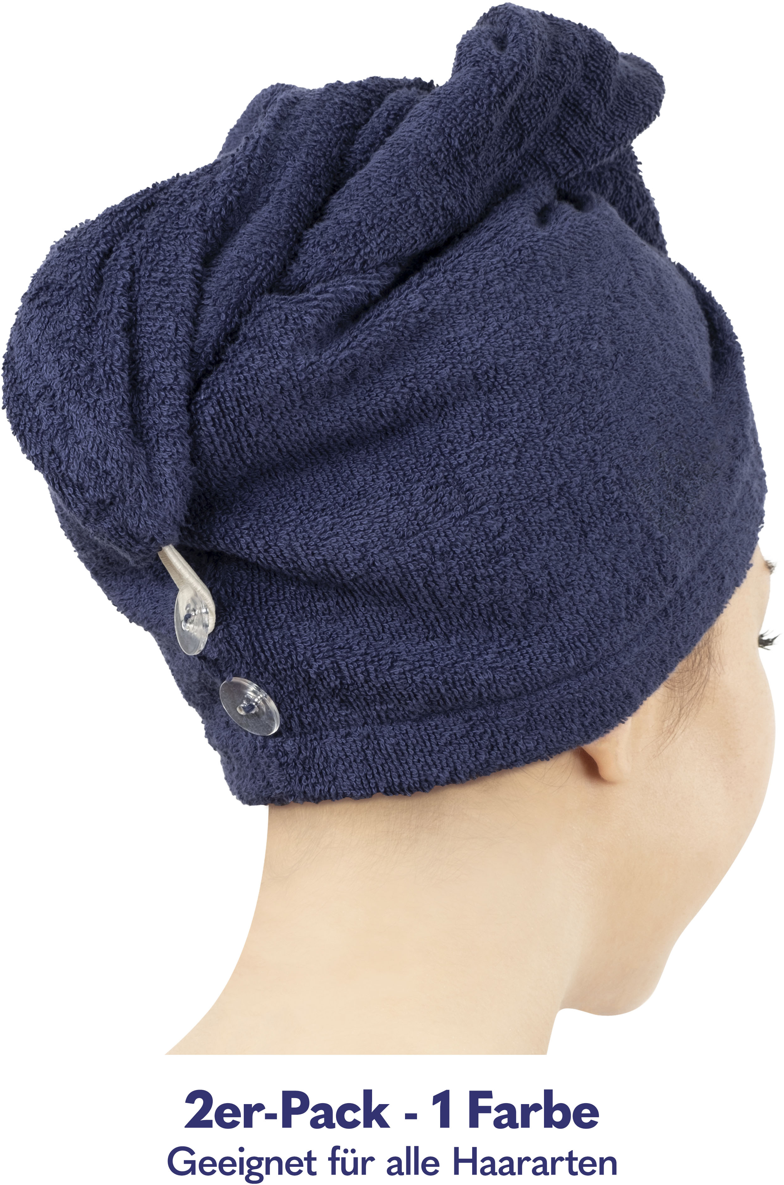Thumbnail - HAMMETEX Turban-Handtuch "2er Set Haarturban Damen, 100% Baumwolle, Flauschig & Schnelltrocknend" Uni-Farben, weich