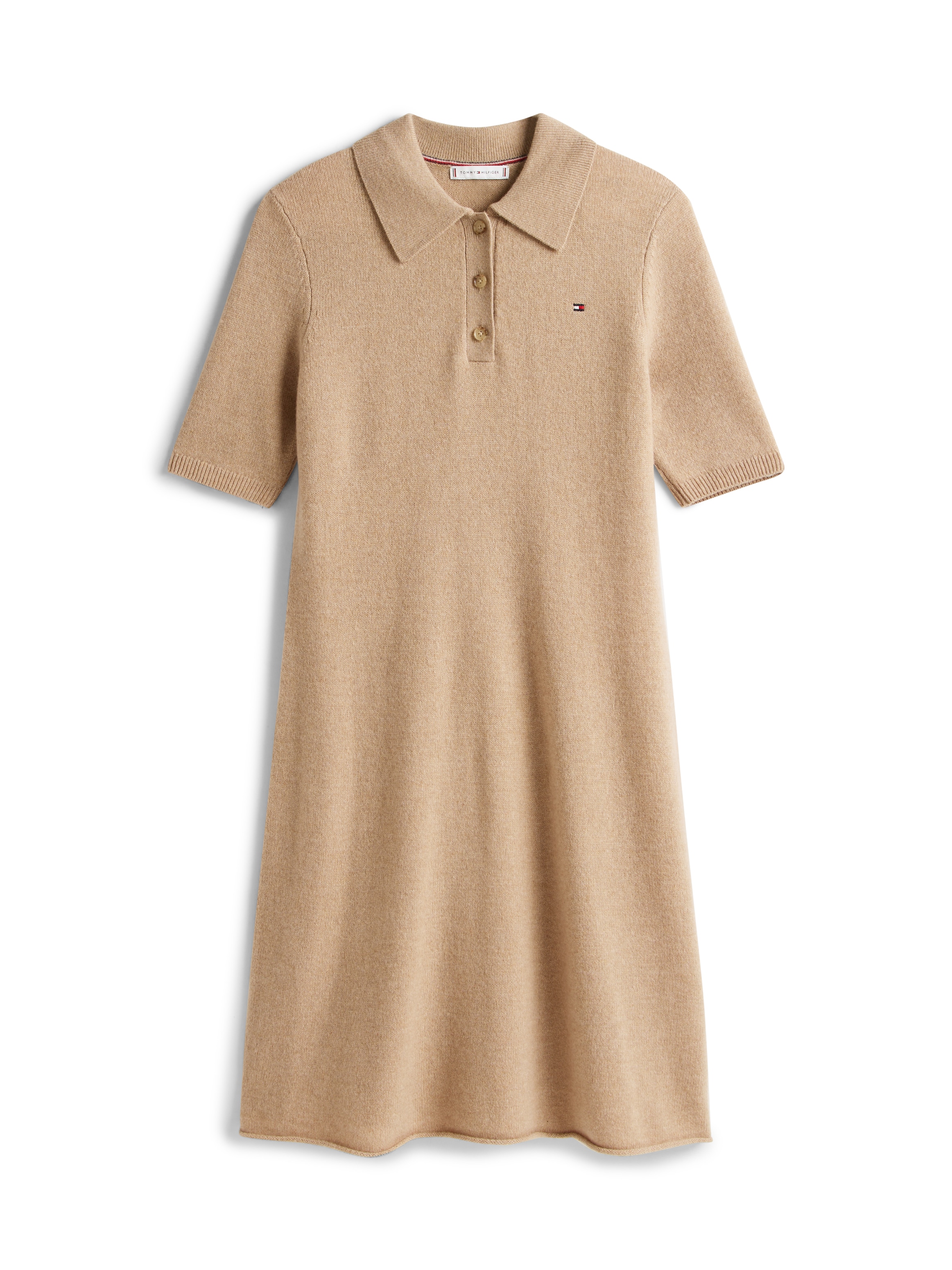 Tommy Hilfiger Strickkleid »SOFT WOOL HALF SL F&F POLO DRESS«, aus reiner Wolle