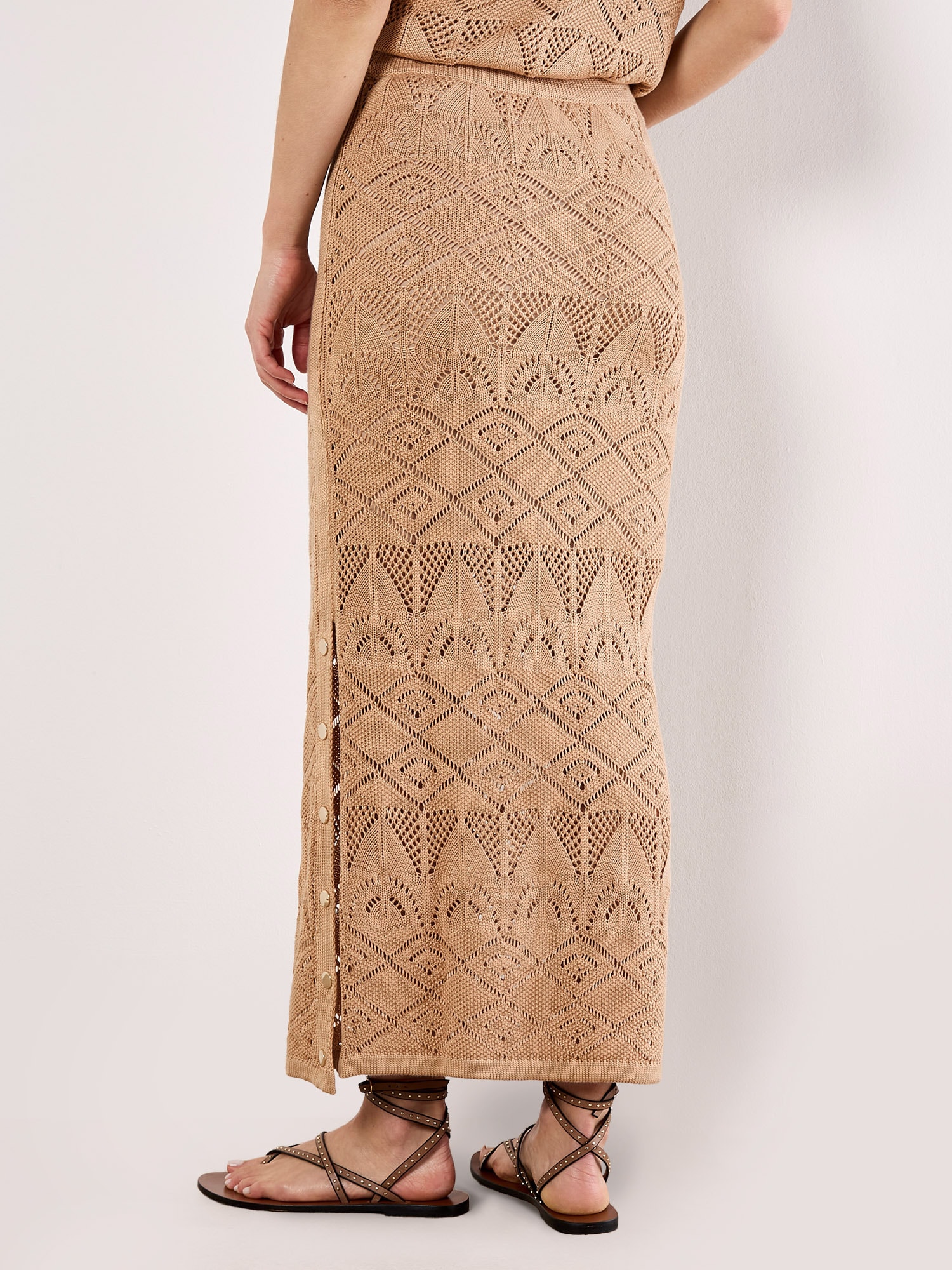 Apricot Maxirock »Mixed Pointelle Knit Maxi Skirt« mit zierenden Knöpfen
