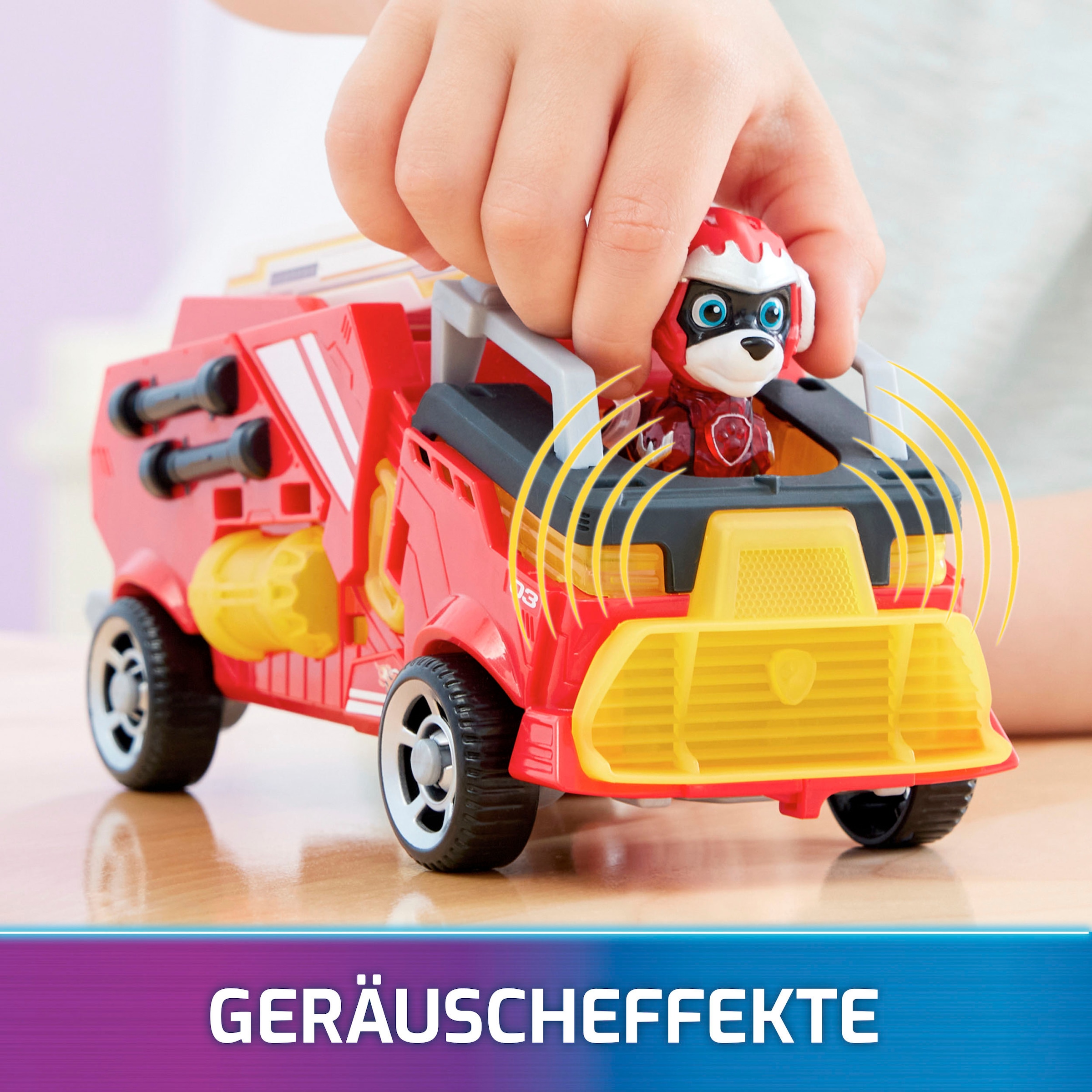 Spin Master Spielzeug-Auto »Paw Patrol - Movie II - Basic Themed Vehicles Marshall«, von Marshall Löschzug mit Welpenfigur, Licht- und Soundeffekt