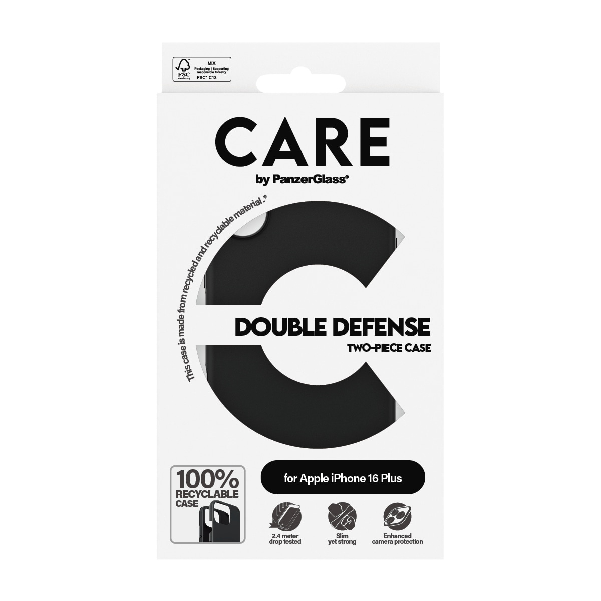 CARE by PanzerGlass Handyhülle »Double Defence Case für Apple iPhone 16 Plus«, Backcover, Schutzhülle, Handyschutzhülle, Case, Schutzcase, stoßfest