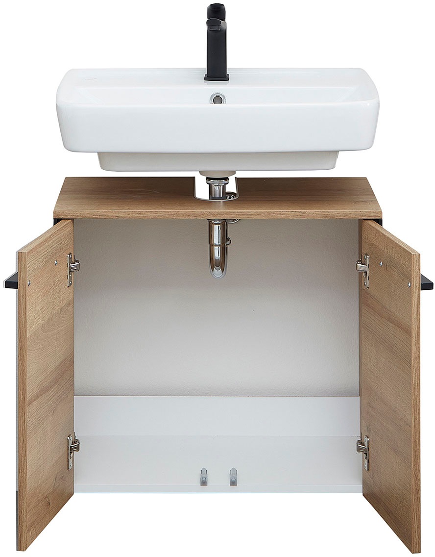 Saphir Badmöbel-Set »Quickset 395 4-teilig, Waschbeckenunterschrank mit LED-Spiegelschrank«, (4 St.), Unterschrank, Hängeschrank inkl. Türdämpfer, 6 Türen, 1 Schublade