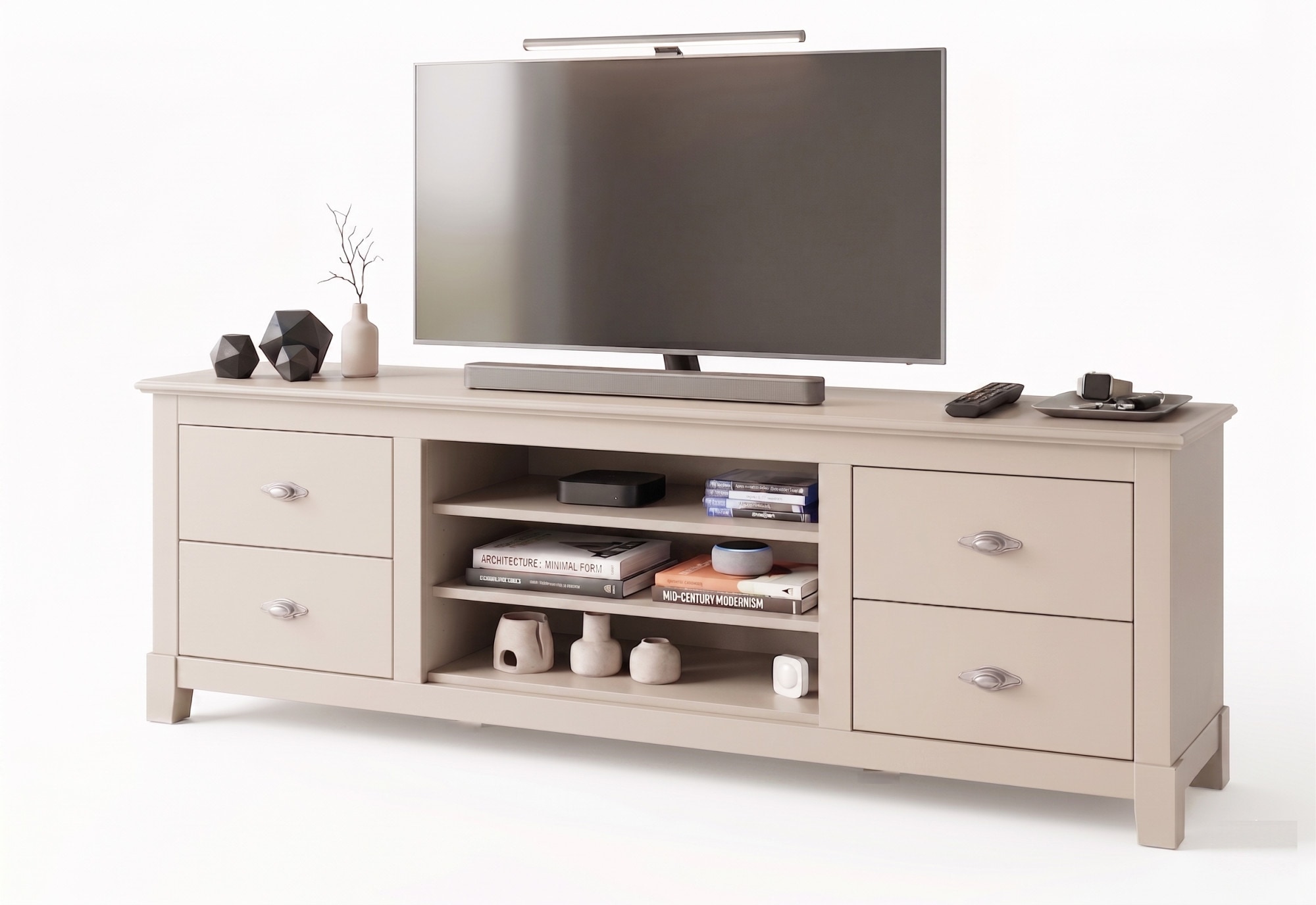 OTTO home Lowboard »Rauna, TV-Bank, TV-Kommode, Landhausstil« Breite 200 cm, FSC®-zertifiziertes Massivholz, Kiefer