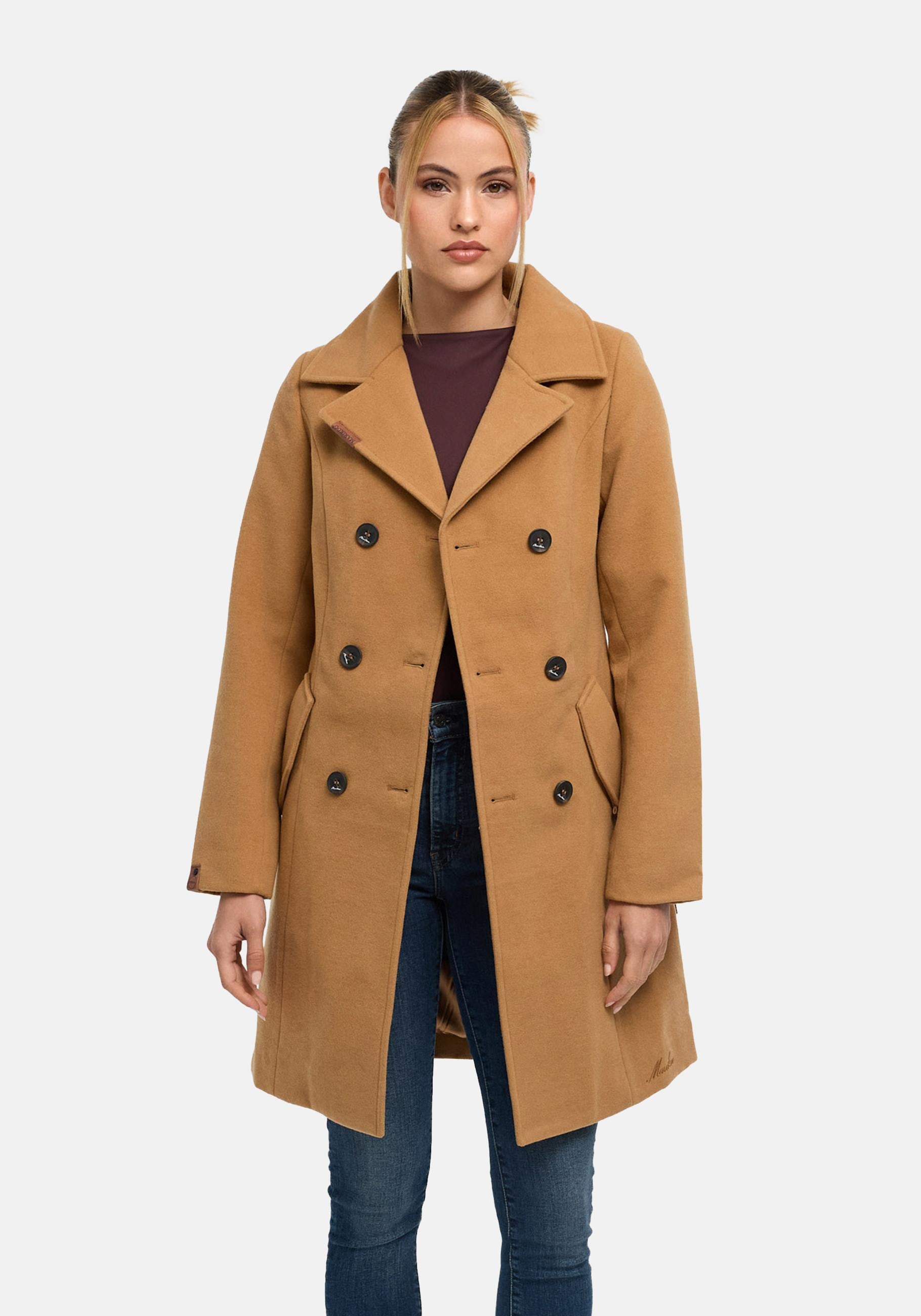 Marikoo Kurzmantel "Nanakoo" edler Damen Trenchcoat in Wollmantel-Optik