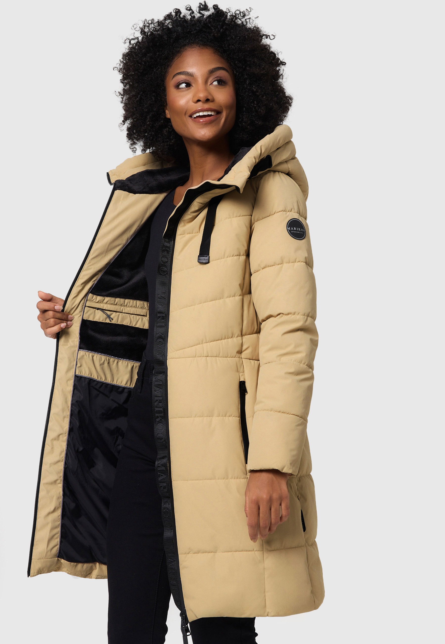 Marikoo Winterjacke »Natsukoo XVI«, Stepp Mantel mit großer Kapuze
