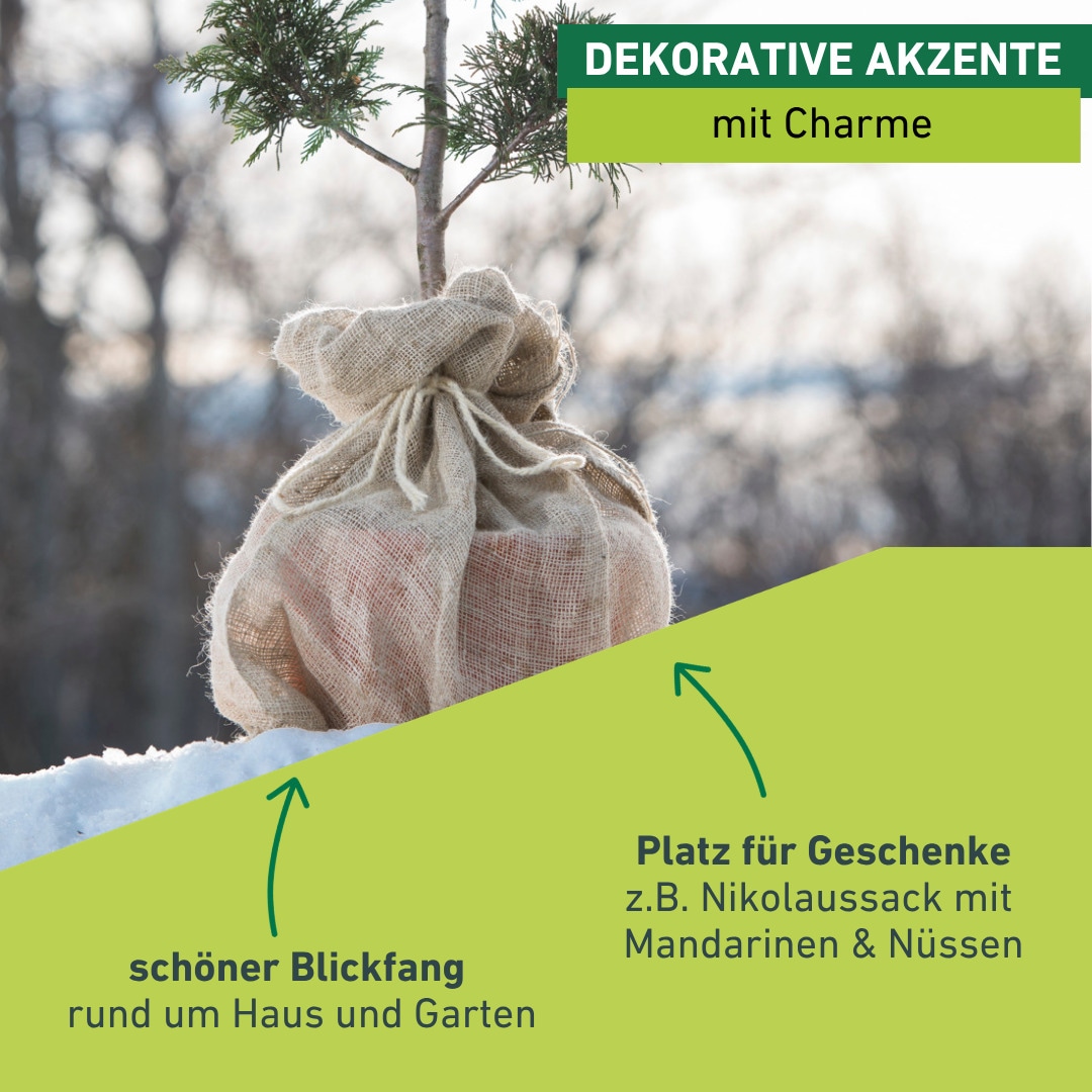 Windhager Winterschutzvlies »Jute-Sack dekorativer Topfschutz für Pflanzen« 1 Stk. tlg. inklusive Befestigungsband, erhältlich in unterschiedlichen Größen