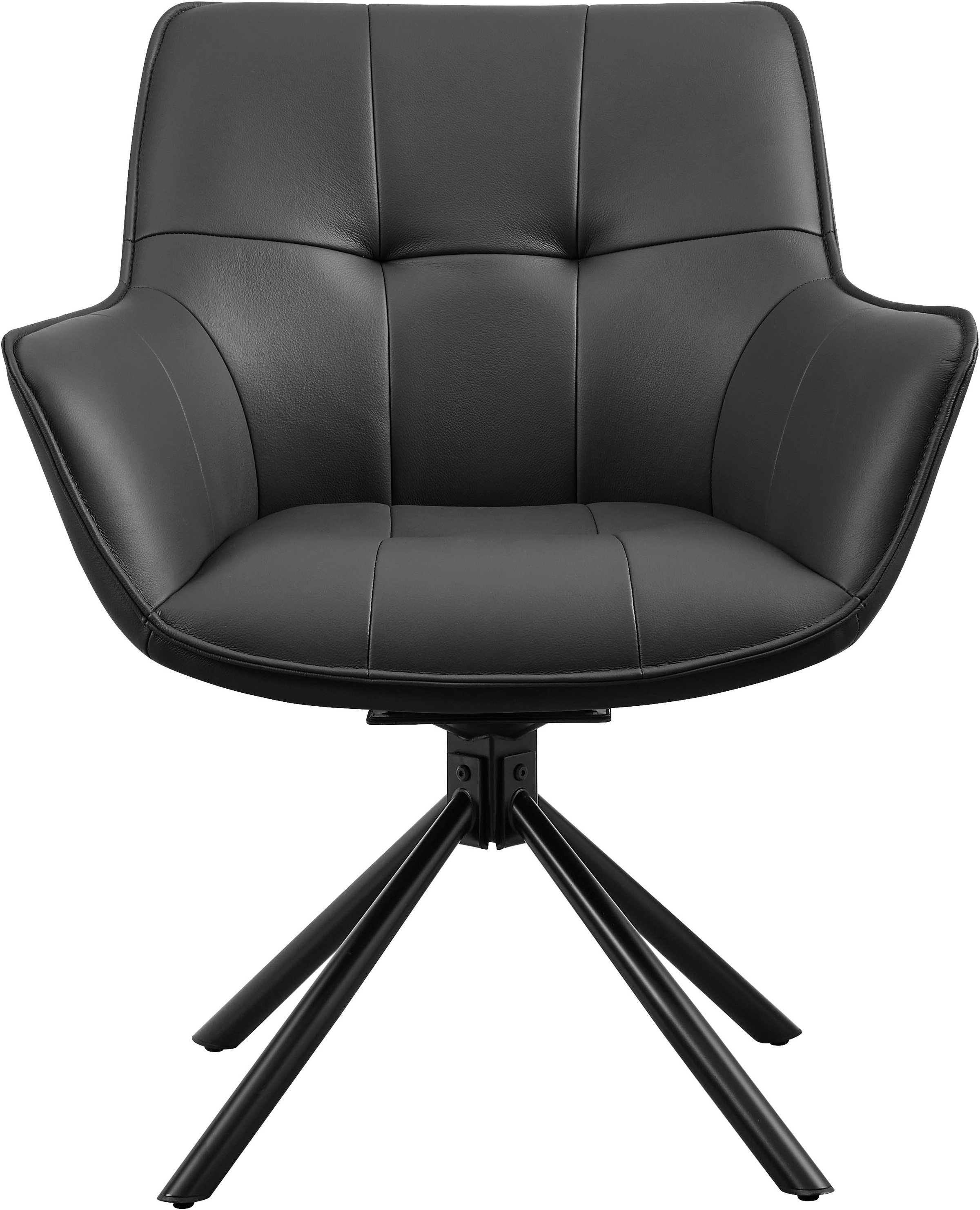 OTTO home Drehstuhl »Lika« (Set) 2 Stk.echtes Leder, 360° Drehfunktion, Steppnähte, Metallgestell