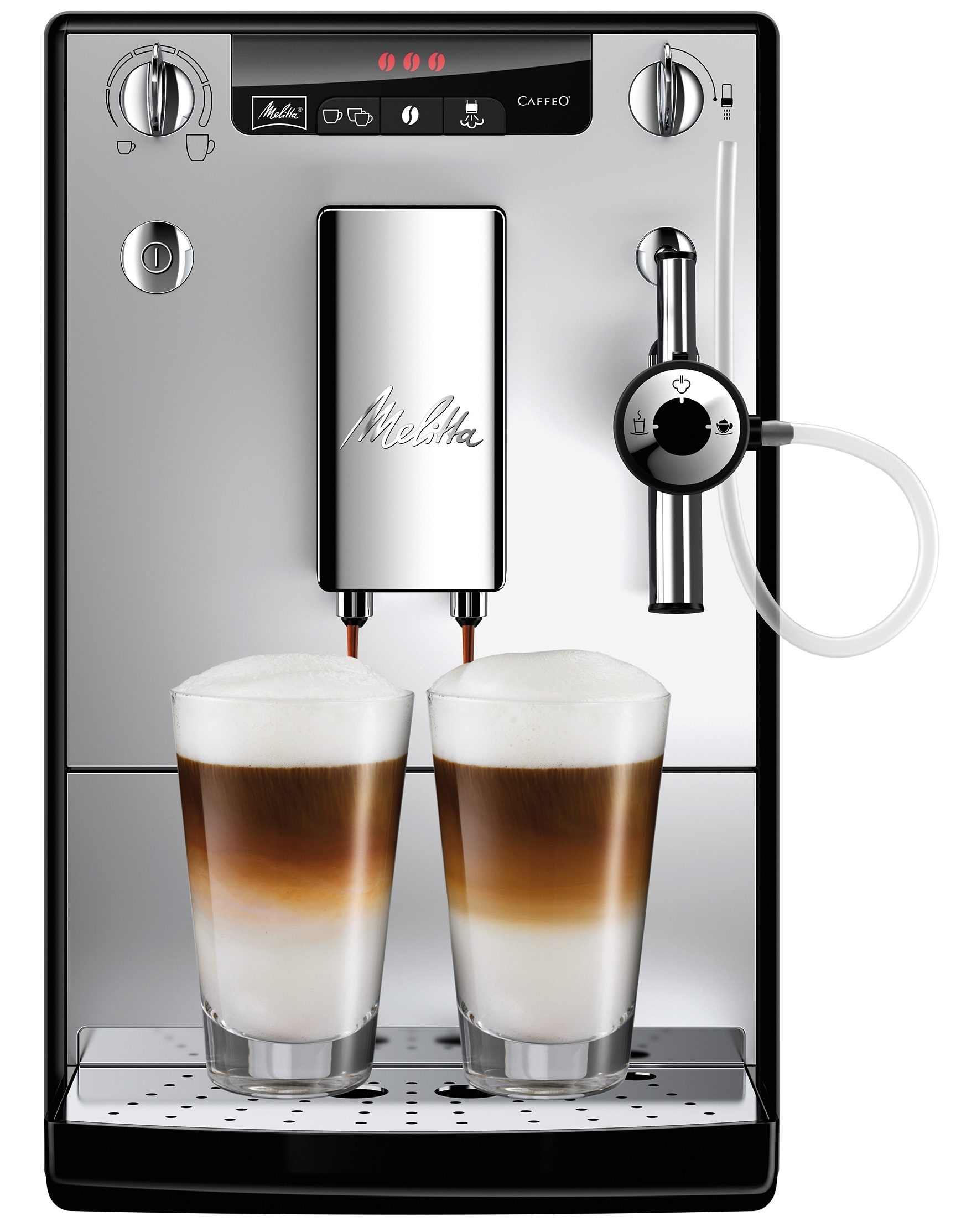 Melitta Kaffeevollautomat »Solo® & Perfect Milk E957-203, silber/schwarz«, Café crème&Espresso per One Touch, Milchsch&heiße Milch per Drehregler