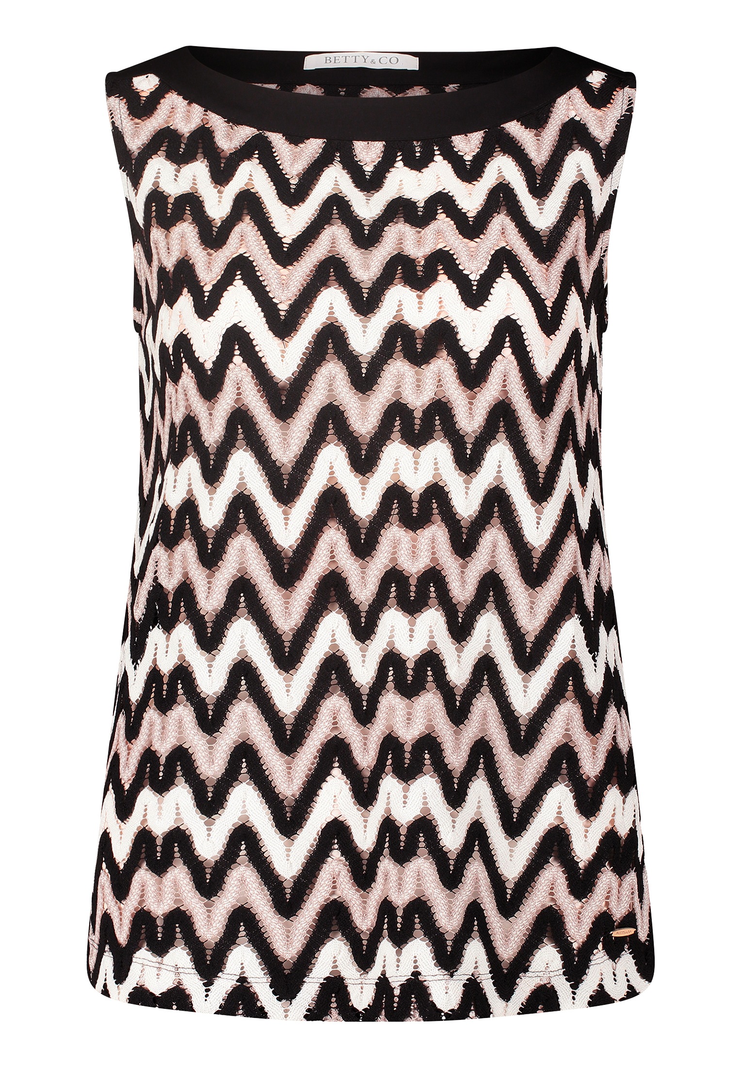 Betty&Co T-Shirt »Betty & Co Strukturshirt ohne Arm«, (1 tlg.), Materialmix