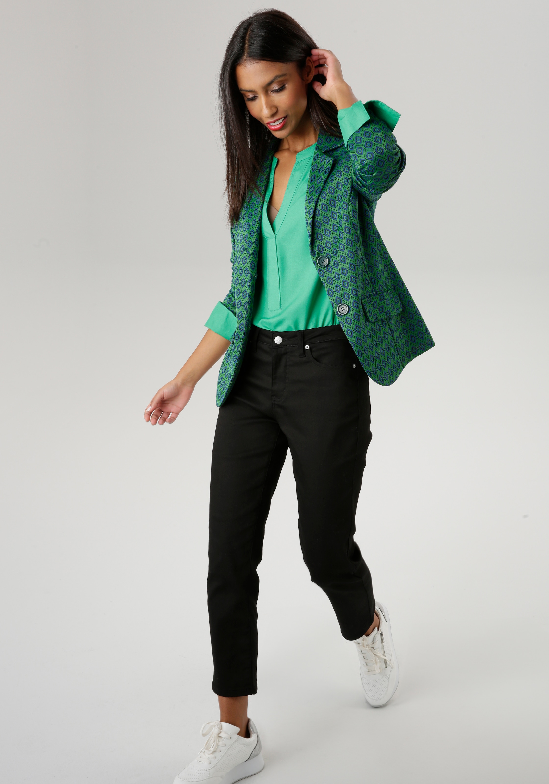 Aniston SELECTED Kurzblazer, BAUR NEUE mit | bestellen Farben Sechsecken KOLLEKTION - kräftigen in