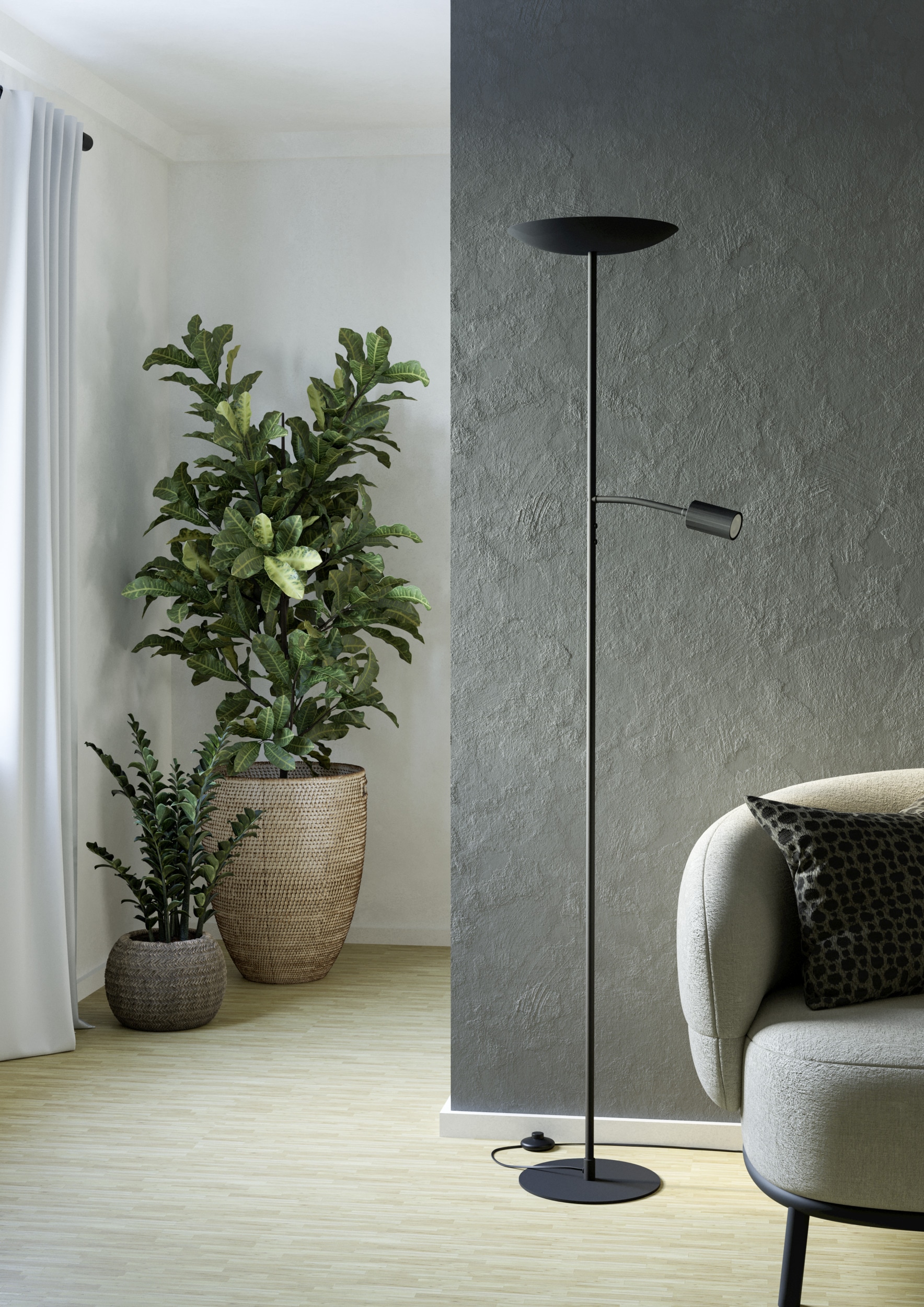 EGLO Stehlampe »CONIVARINO Stehlampe - Stahl - LED;LED - 26,5W;1X4W - IP20« LED-Modul 1 Stk. Warmweiß Standleuchte, Leselampe, Wohzimmer, Schlafzimmer, H170 x Ø32 cm