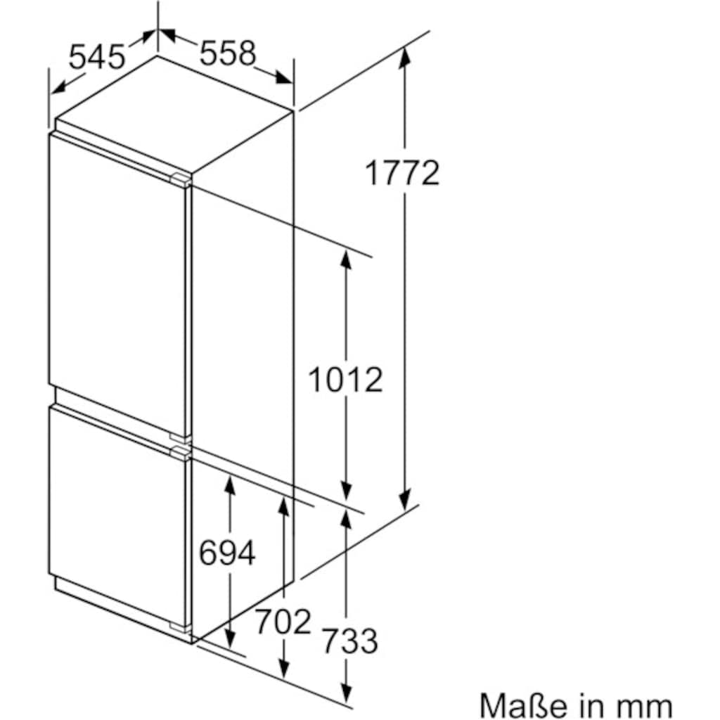 BOSCH Einbaukühlgefrierkombination »KIF86PFE0«, KIF86PFE0, 177,2 cm hoch, 55,8 cm breit