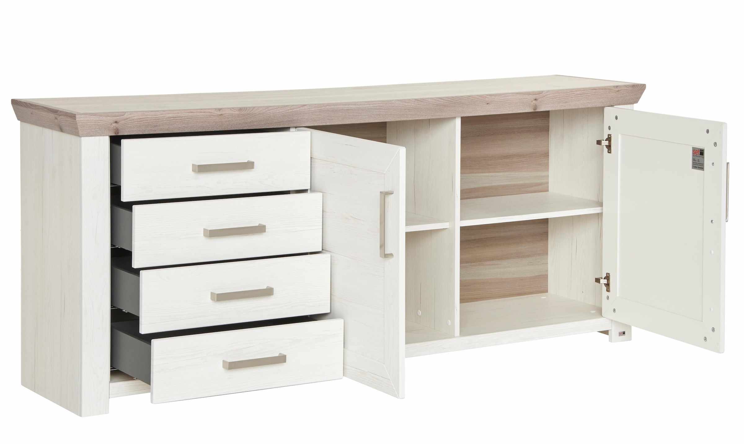 set one by Musterring Sideboard »York«, Typ 51, mit viel Stauraum, Bügelgriff silber, B 184 x H 79 cm