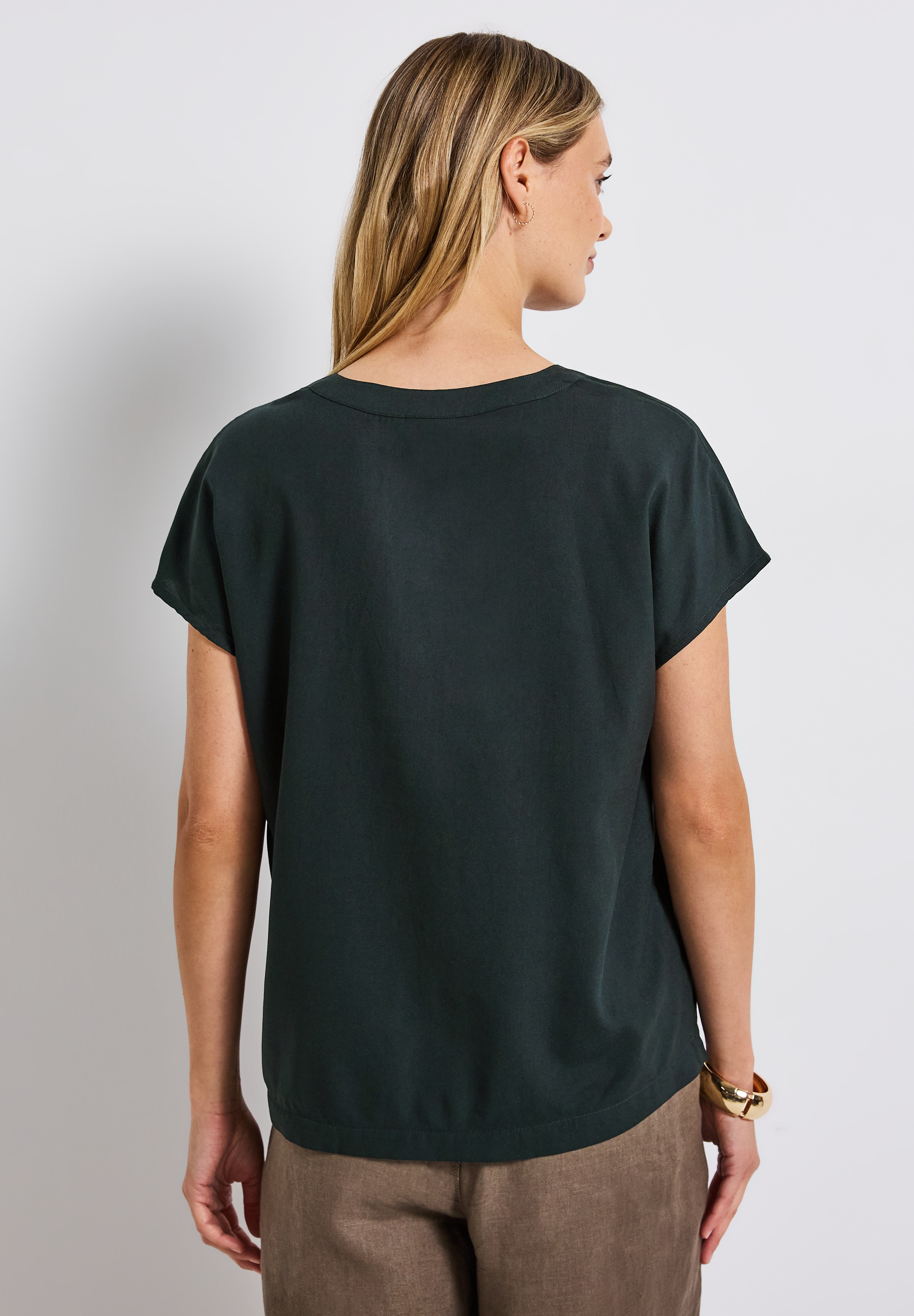 STREET ONE Kurzarmbluse, Split Neck günstig online kaufen