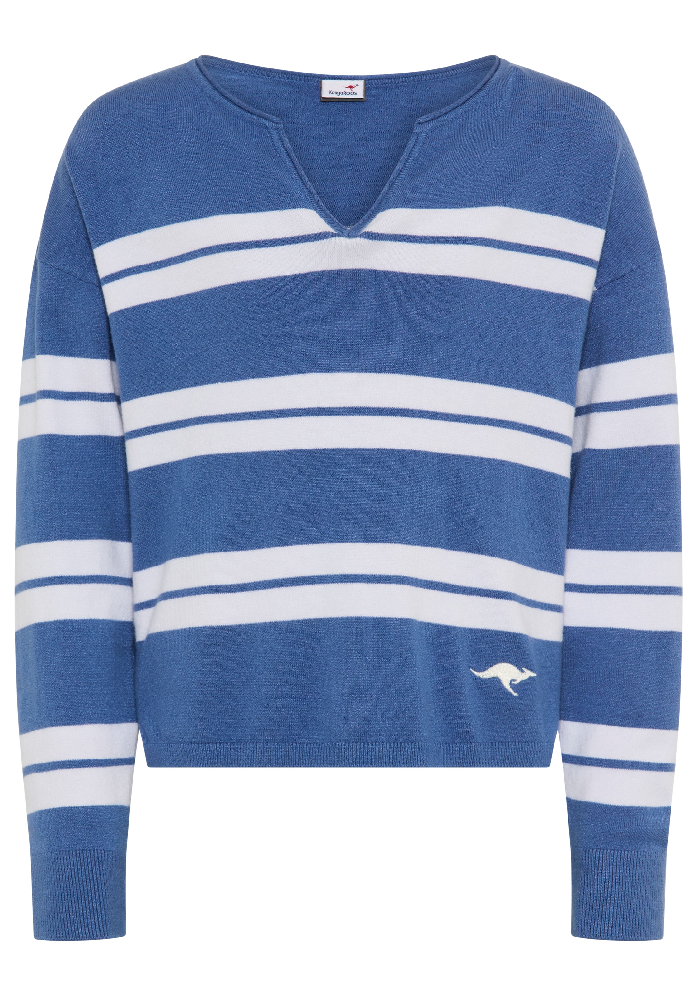 KangaROOS Streifenpullover »Ringelpullover«, Weicher Ringelpullover mit kleinem V-Ausschnitt