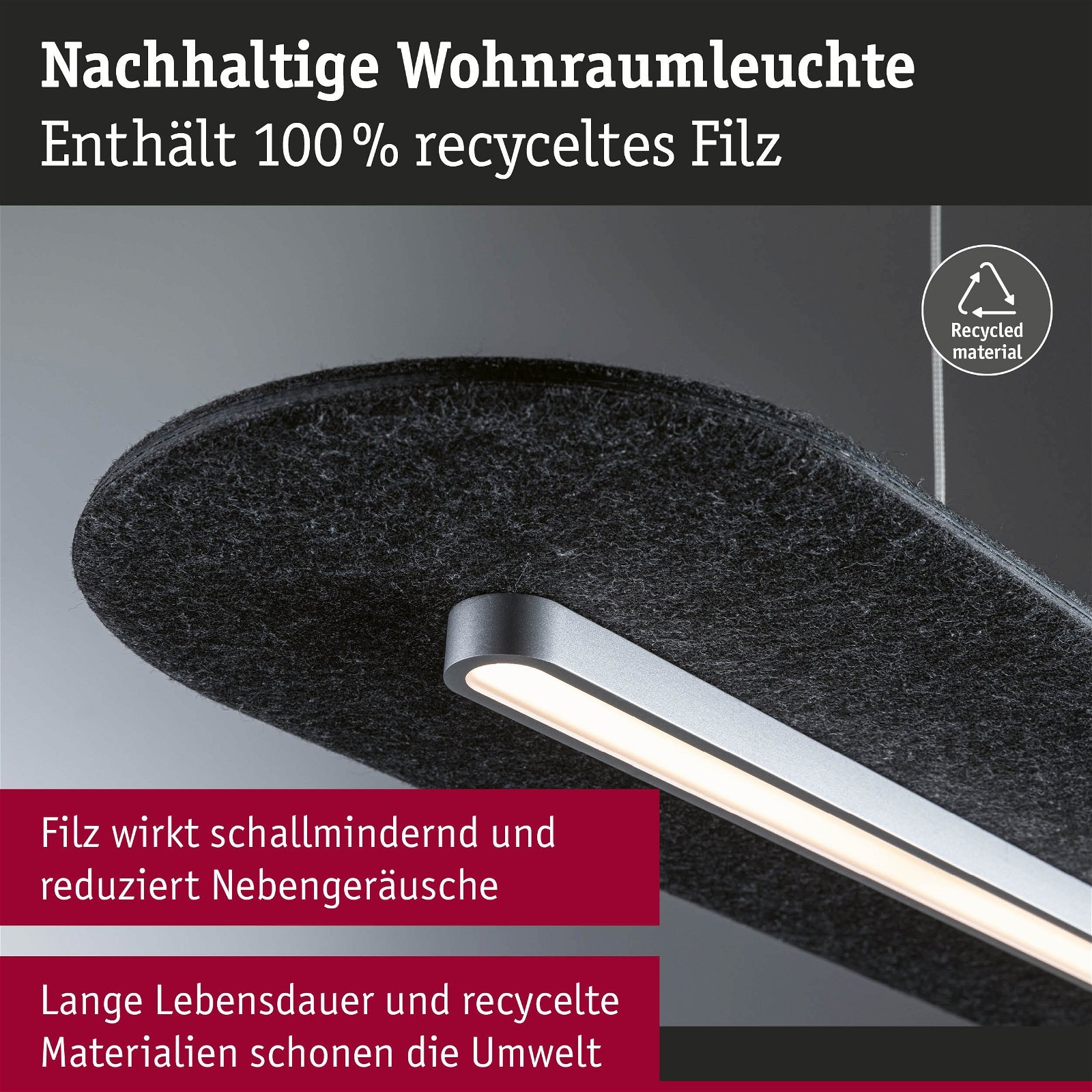Paulmann LED Pendelleuchte »Tulga 27W Anthrazit«, 1 flammig, 3-Step-Dim