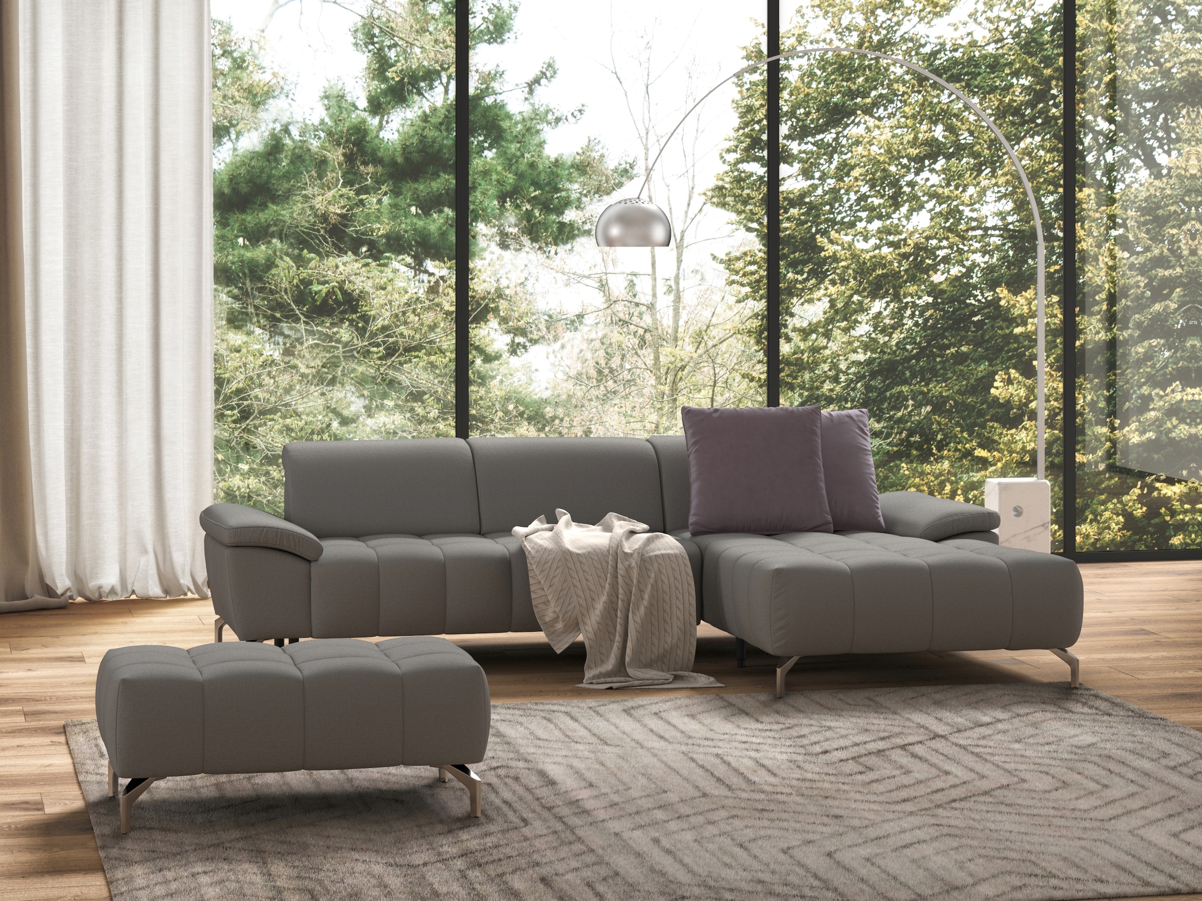 sit&more Ecksofa "Cool L-Form" wahlweise mit Kopfteilverstellung und Vorziehsitz, motorisch