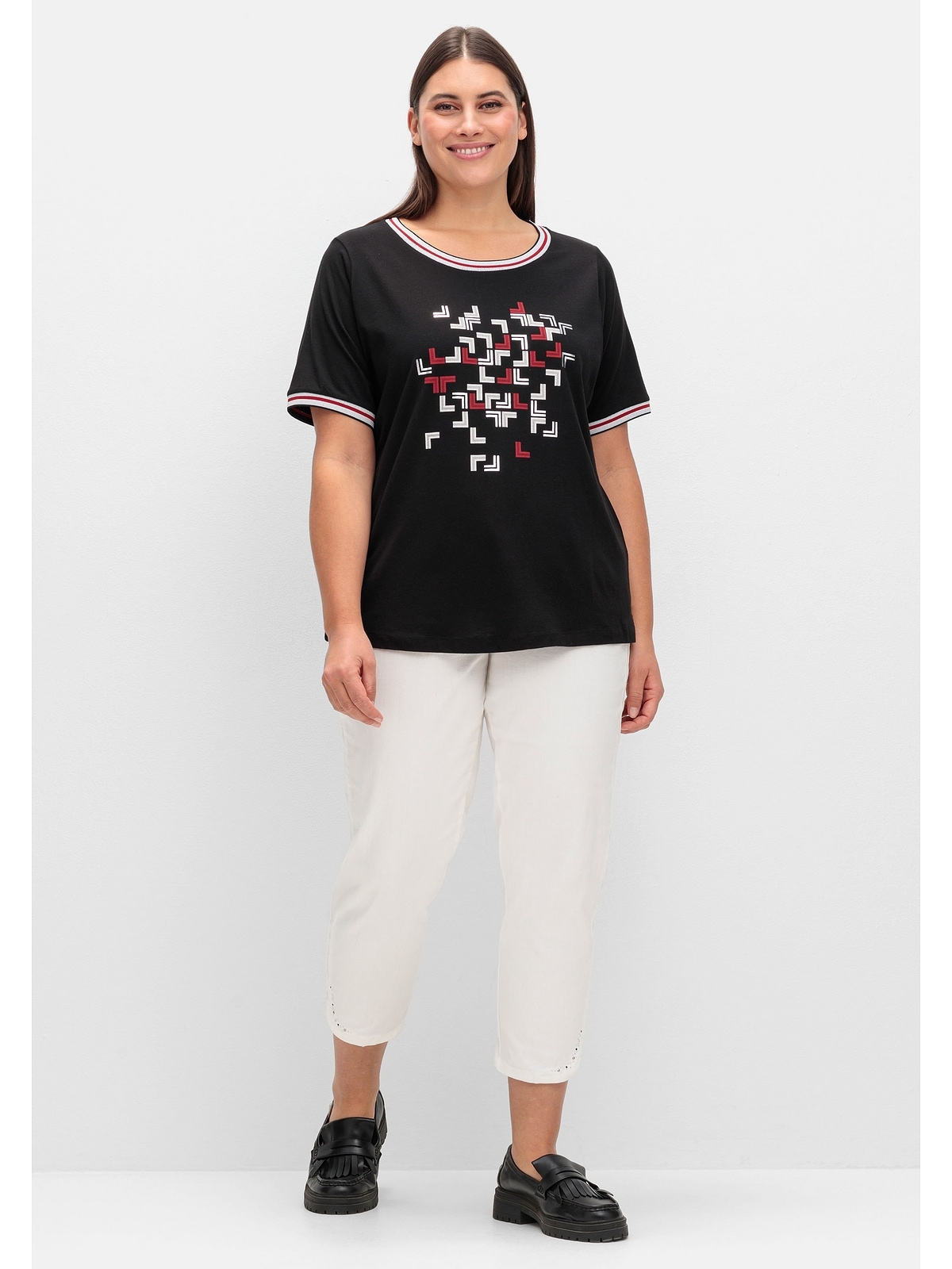 Sheego T-Shirt »Große Größen«, mit Grafik-Frontprint und Glitzerdetails