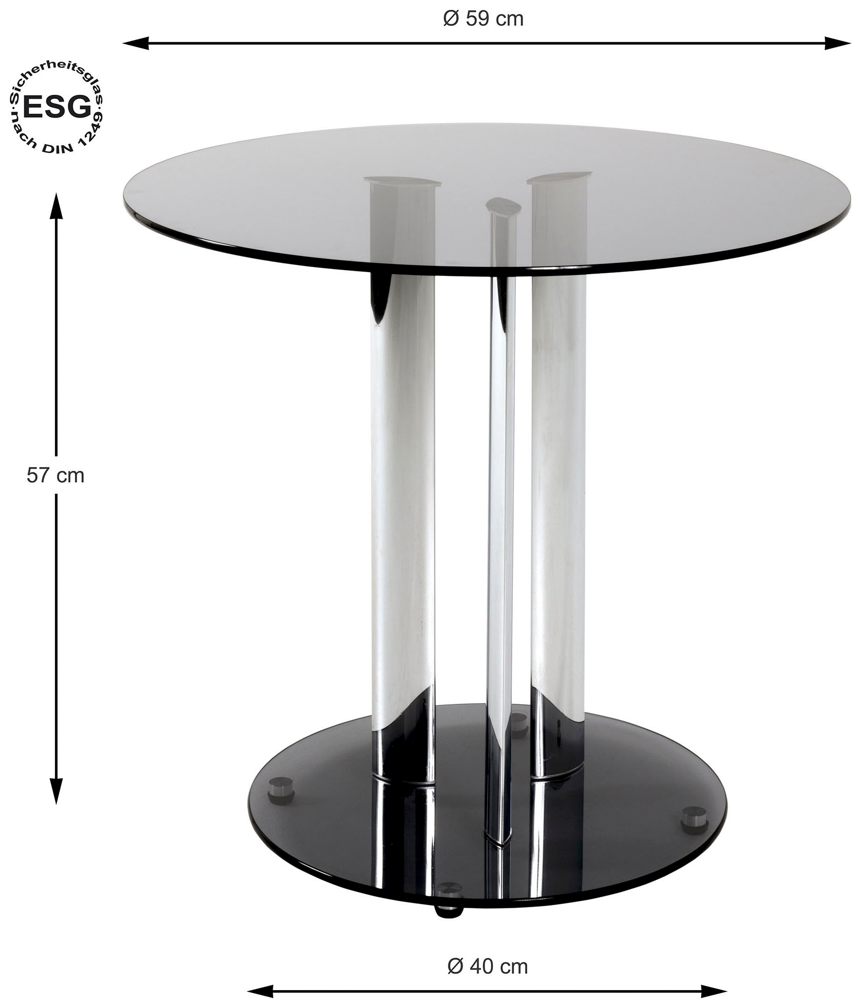 HAKU Beistelltisch »Sofatisch, Wohnzimmertisch« 1 Stk. tlg. rund - aus Metall Silber - Ø/H 59/57 cm