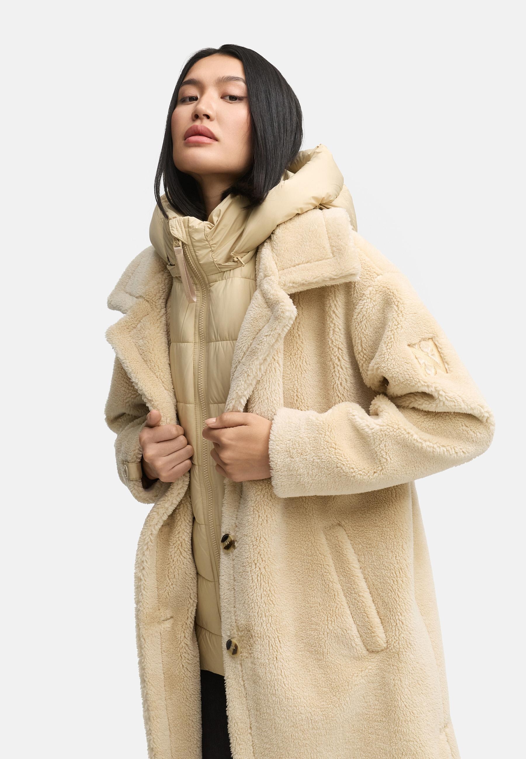 Navahoo Wintermantel »Teddyzauber 14«, Plüschmantel aus Teddyfleece mit abnehbmarem Krageneinsatz